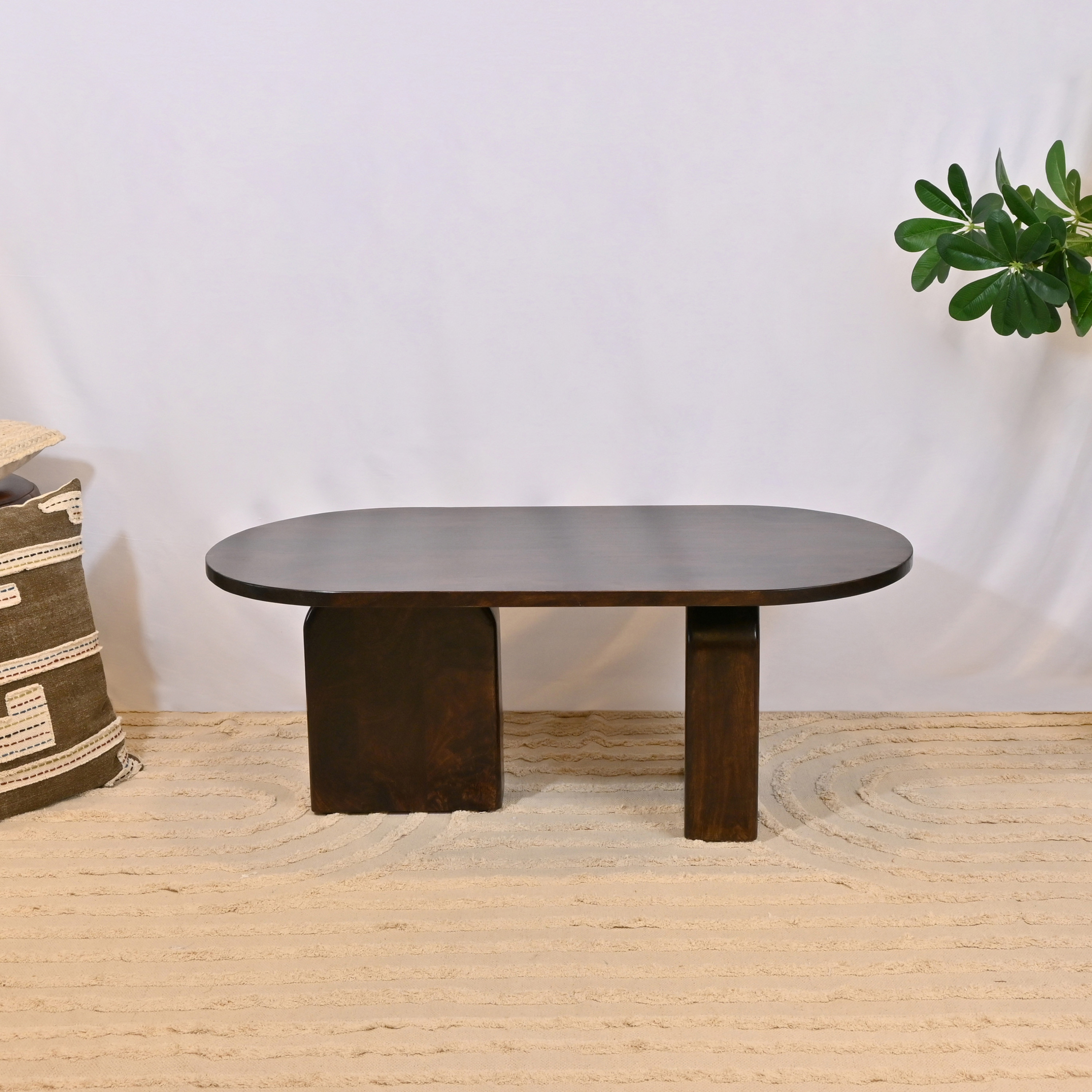 طاولة قهوة بيضاوية بسطح خشبي من لايف ستايل - 40×60 سم-furniture-livingroom-coffeetables-image-2