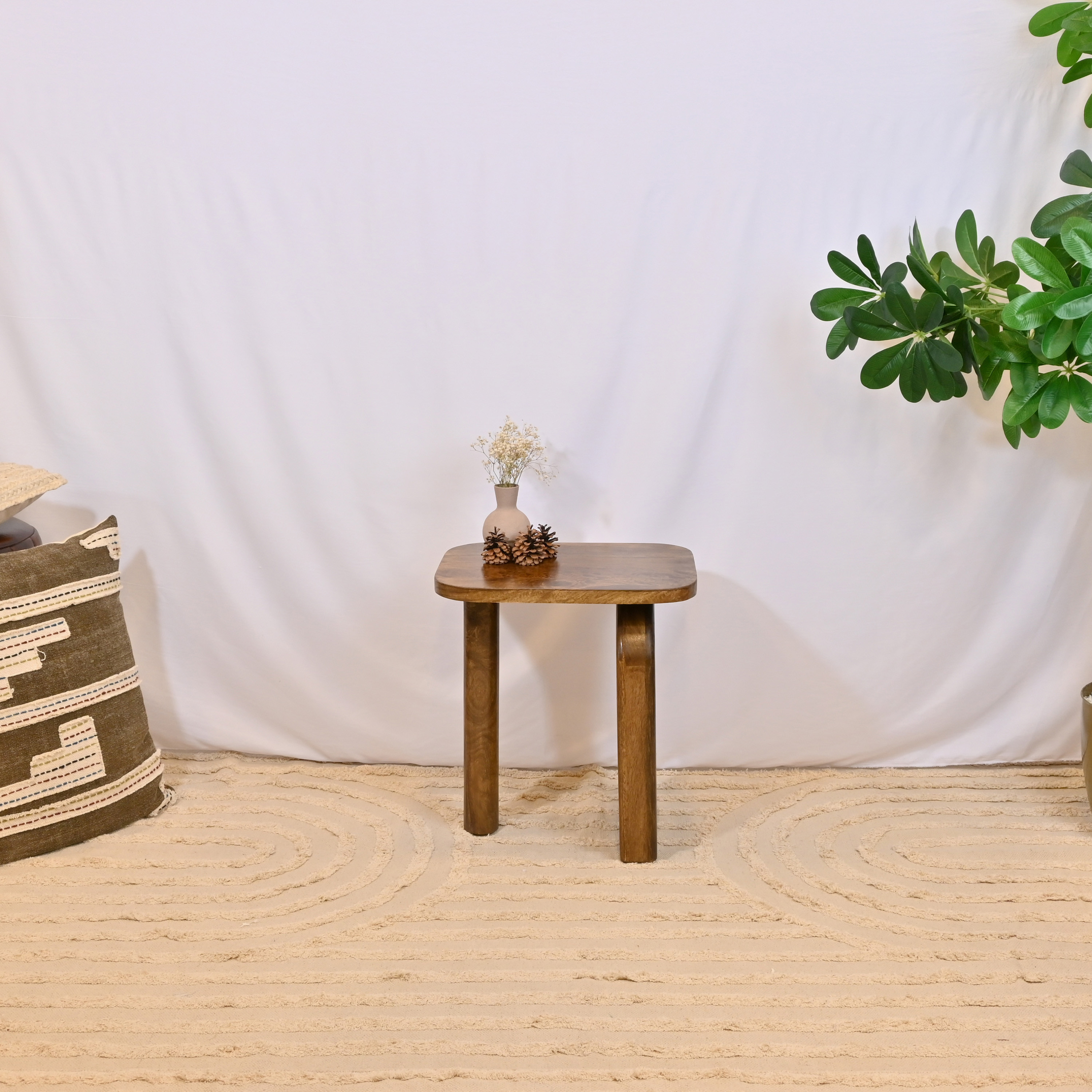 Crafted by Lifestyle Square Wooden Top Accent Table - 60x60x50 cms-furniture-livingroom-sideandendtables-image-1