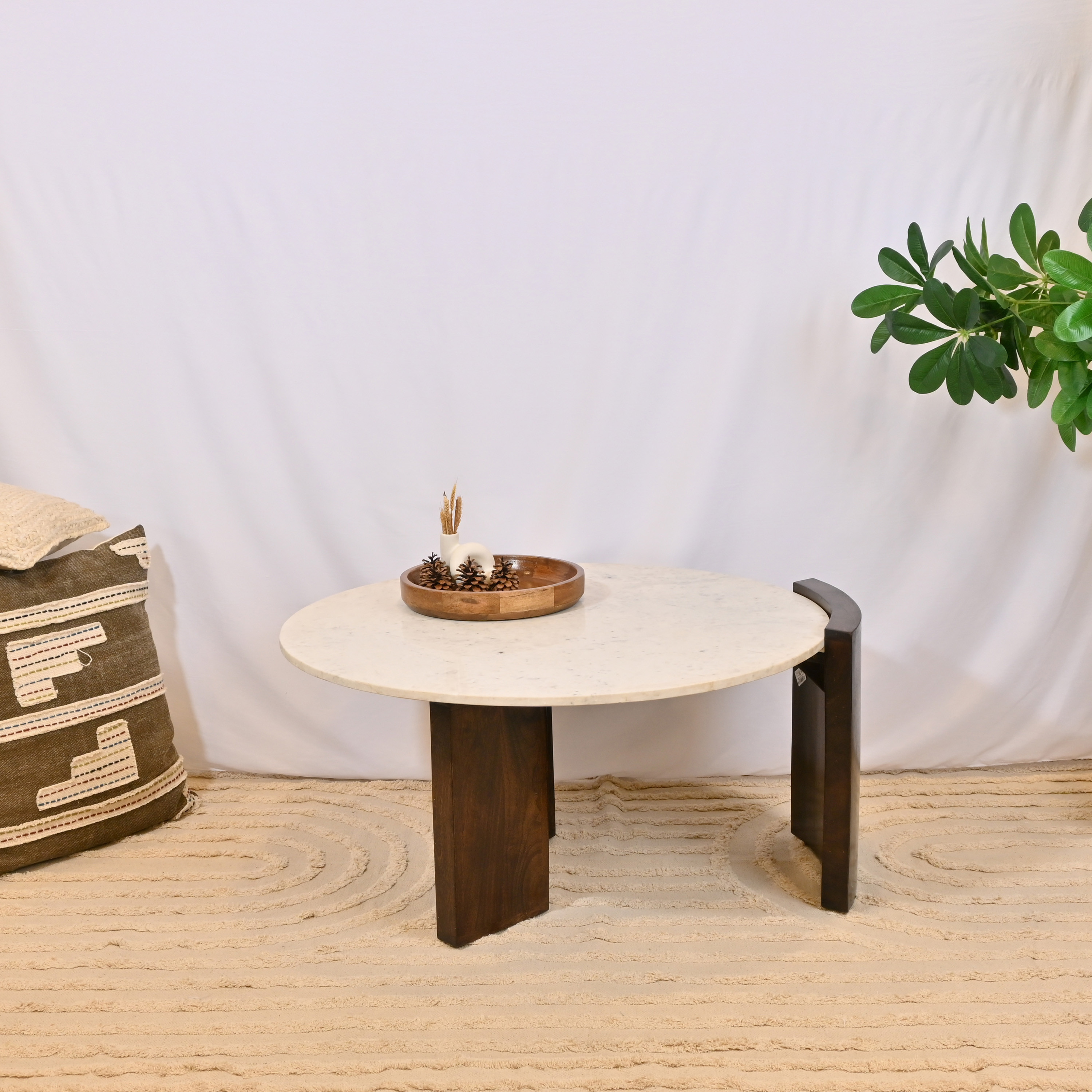 Crafted by Lifestyle Round Wooden Top Coffee Table - 45x55 cms-furniture-livingroom-coffeetables-image-1