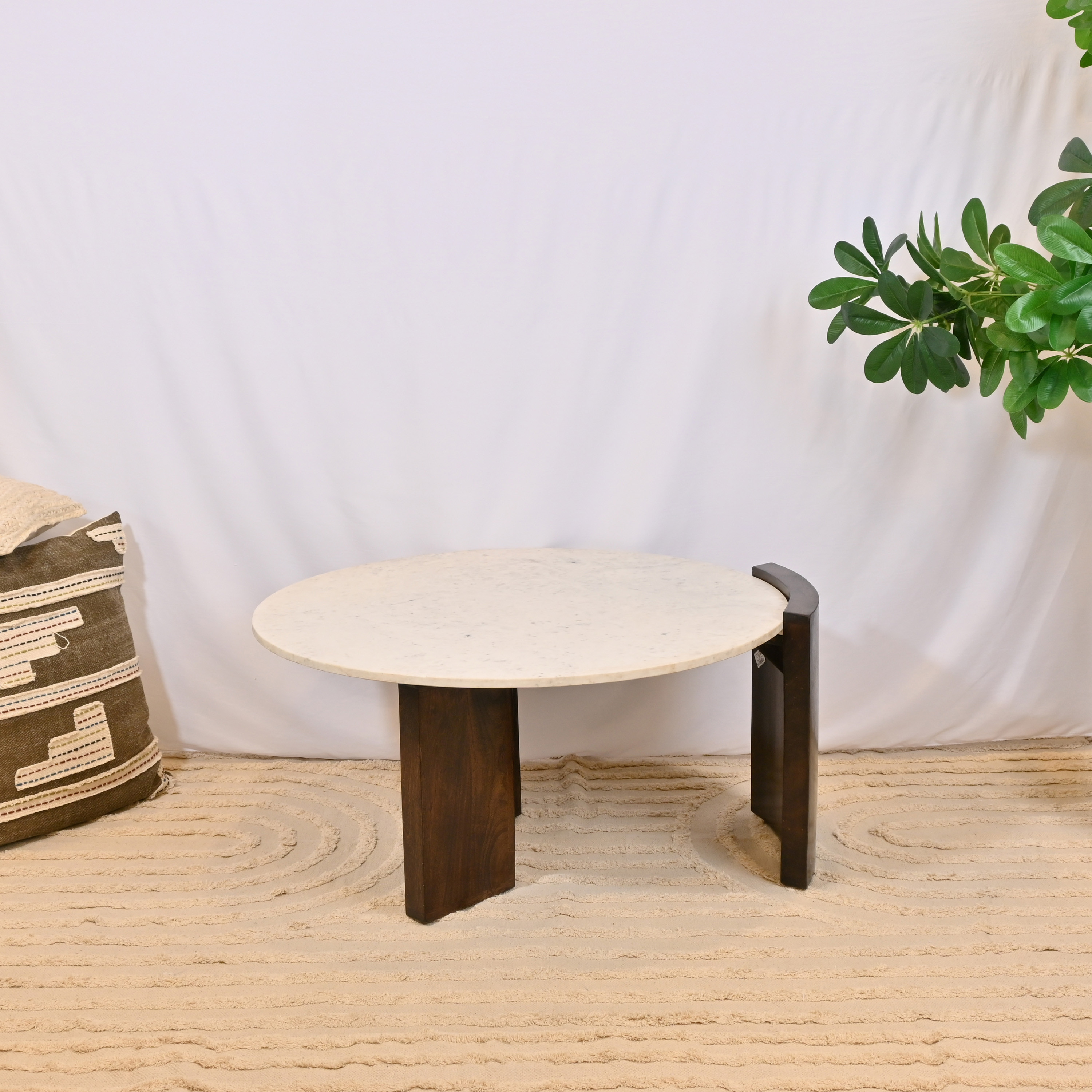 Crafted by Lifestyle Round Wooden Top Coffee Table - 45x55 cms-furniture-livingroom-coffeetables-image-2
