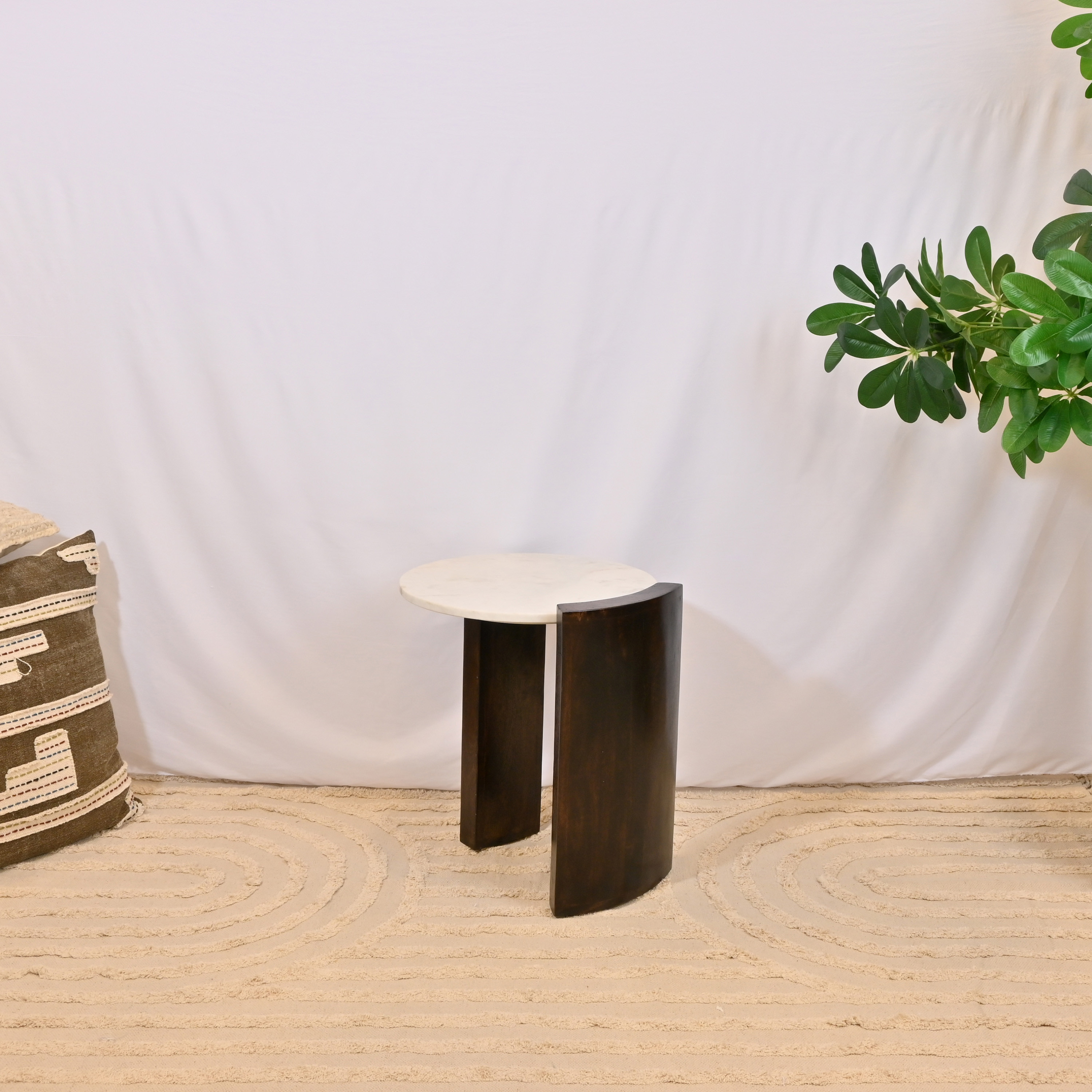 طاولة زينة مربعة بسطح خشب من لايف ستايل - 45x35x50 سم-furniture-livingroom-sideandendtables-image-2