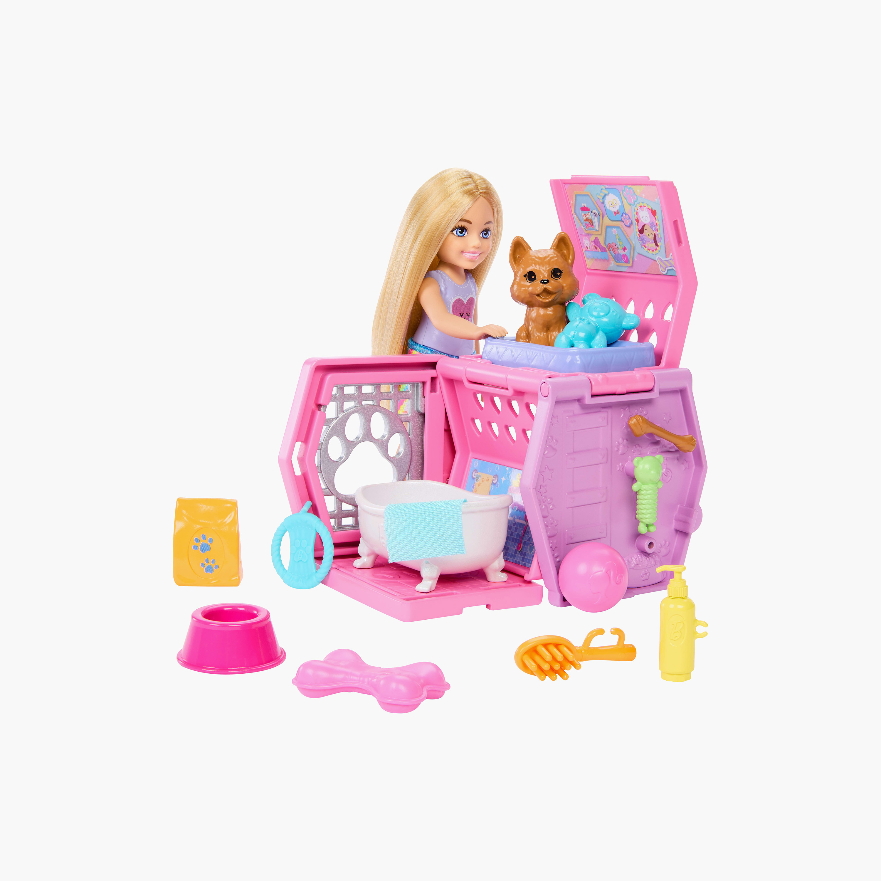 Barbie Chelsea Puppy Carrier Set, Blonde Doll & Accessories, Dog Carrier with Puppy Themed Pieces-toys-dollsandplaysets-dollplaysets-image-4