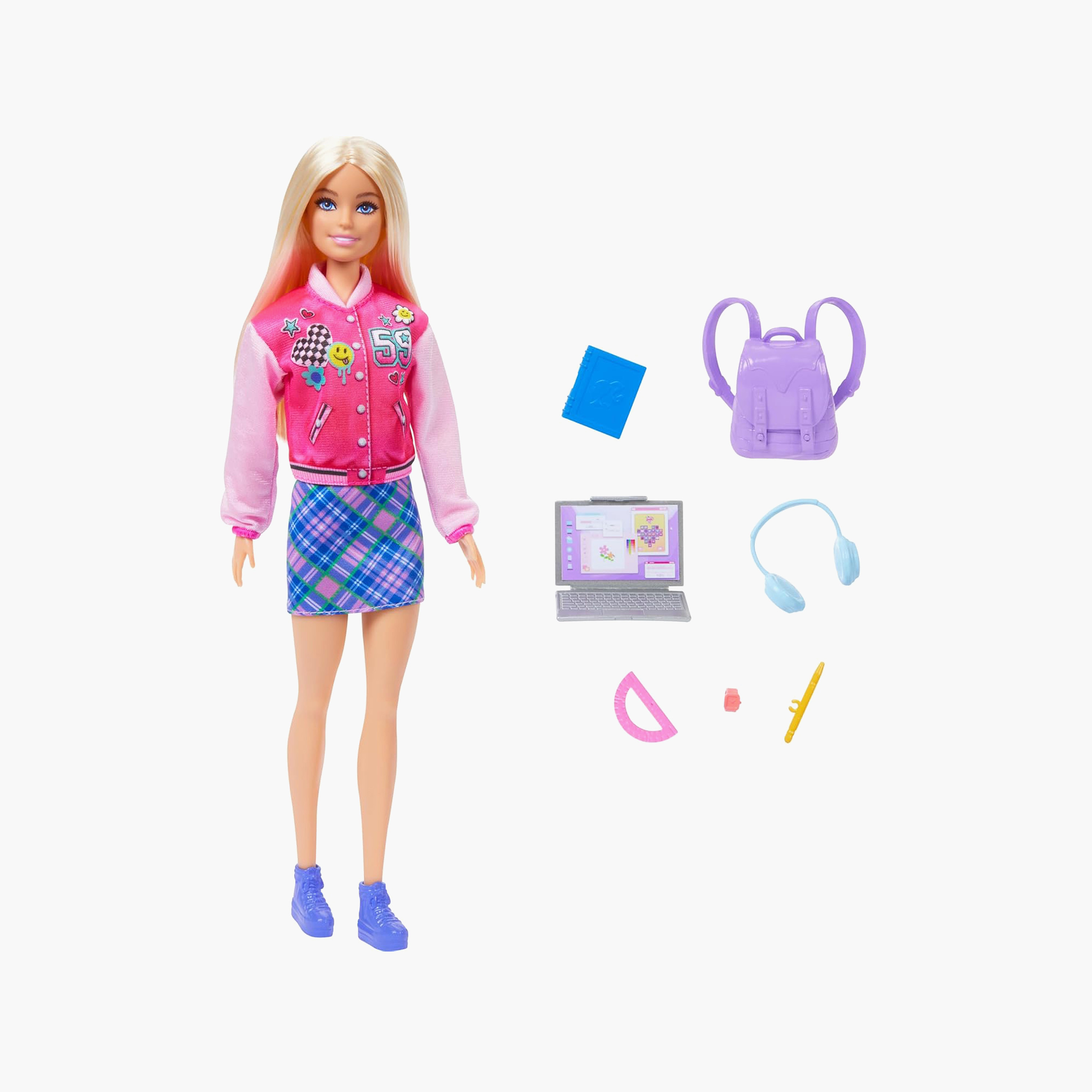 Barbie I Love School Doll & Accessories Toy Set, 7 Pieces Include Backpack, Laptop, Blonde Doll-toys-dollsandplaysets-dollplaysets-image-1