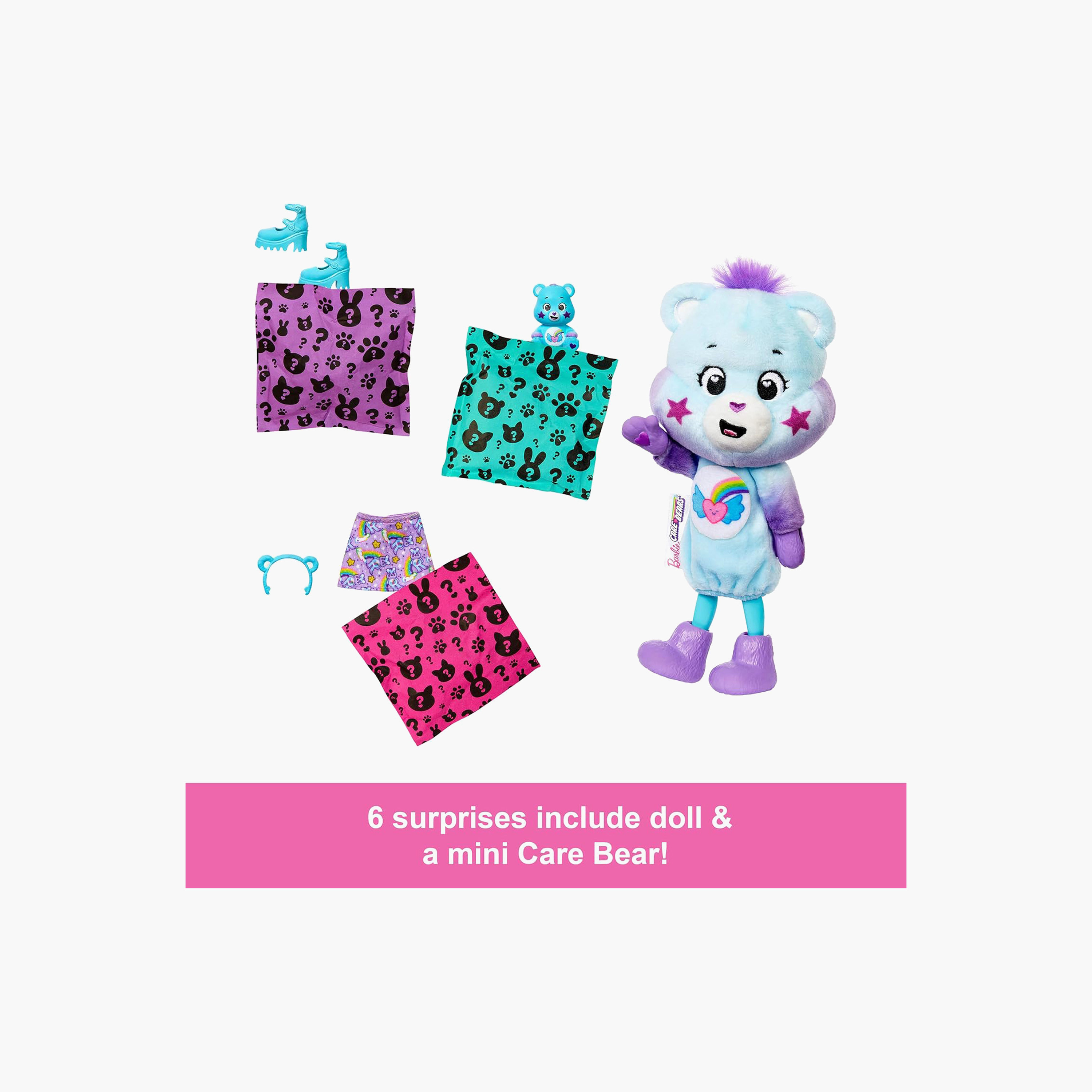Barbie Cutie Reveal Care Bears Doll & Accessories, Series 2 Togetherness Bear with 10 Surprises-toys-dollsandplaysets-dollplaysets-image-3