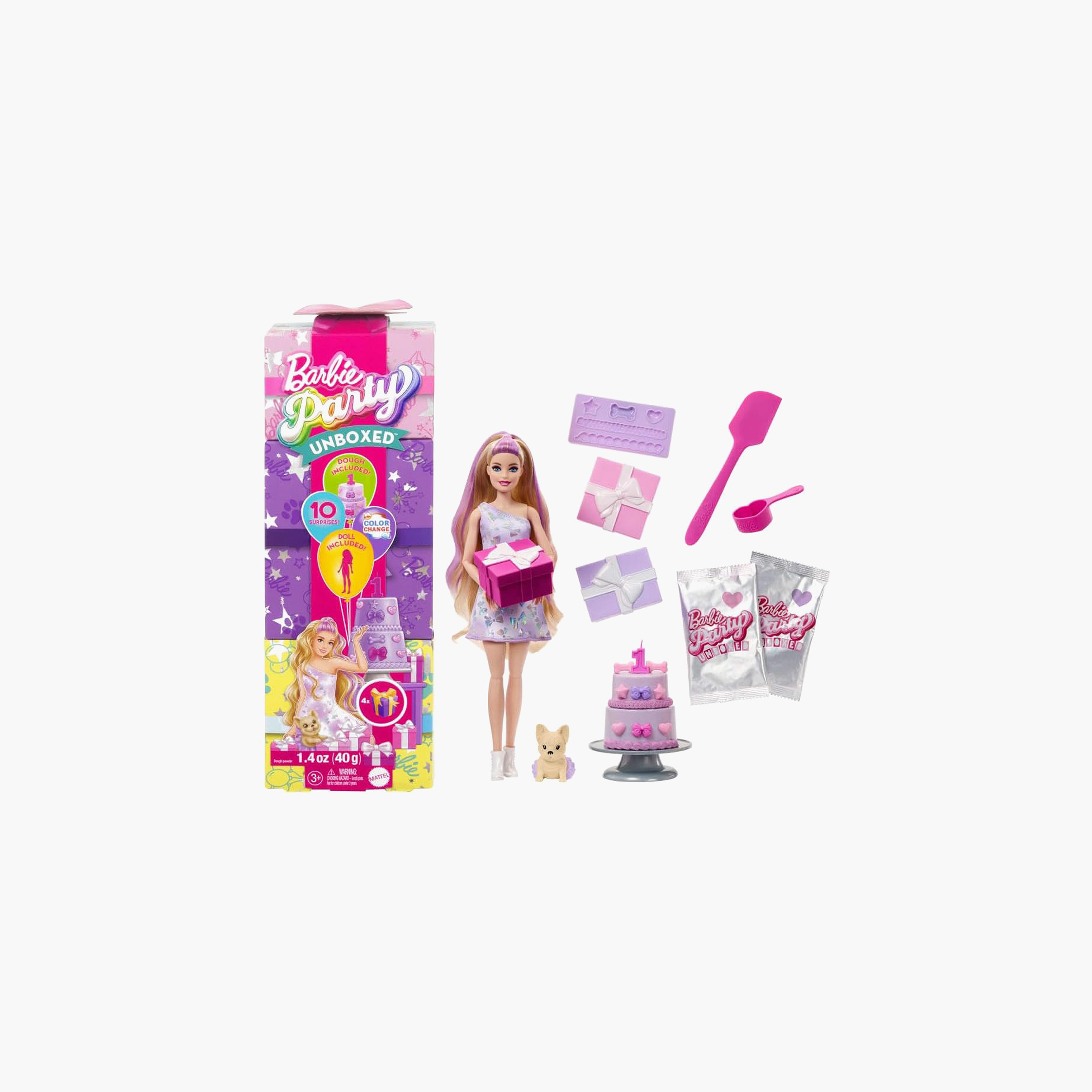 Barbie Party Unboxed Doll & Accessories, Pet Birthday Series Birthday Bows Set with 10 Surprises-toys-dollsandplaysets-dollplaysets-image-1