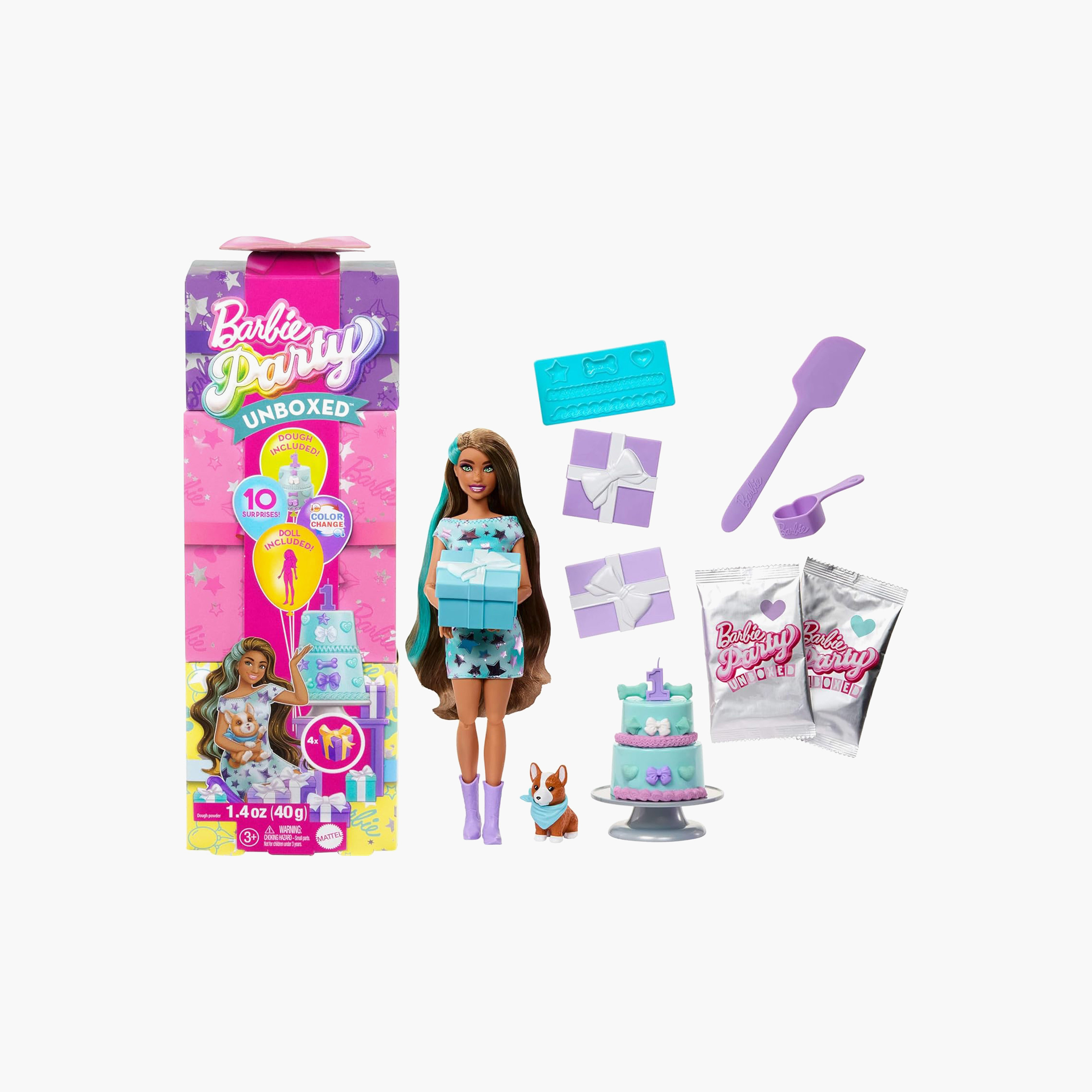 Barbie Party Unboxed Doll & Accessories, Pet Birthday Series Party Stars Set with 10 Surprises-toys-dollsandplaysets-dollplaysets-image-1