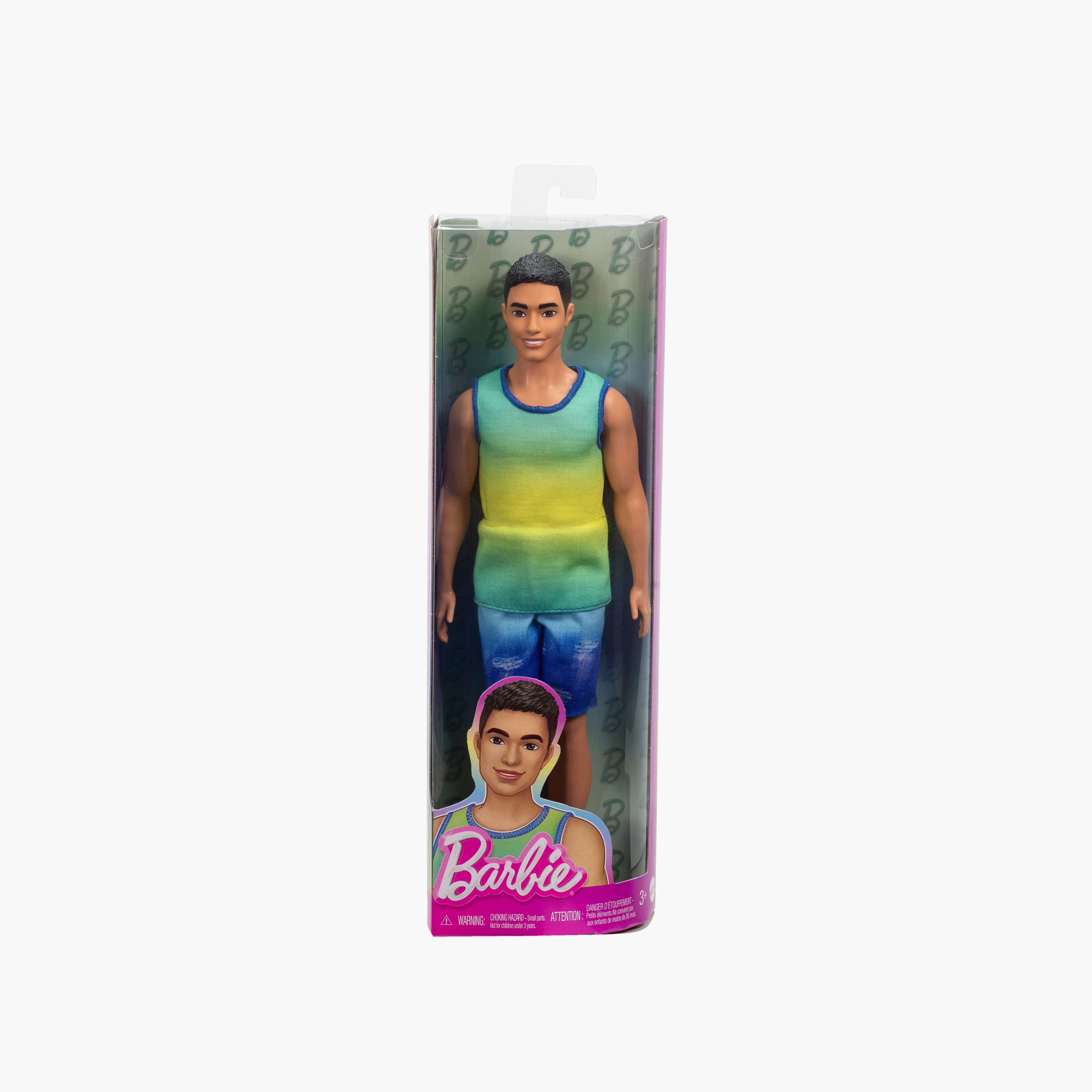 Barbie Fashionistas Ken Doll #236, Black Hair, Blue & Green Ombre Tank, Jean Shorts, Silver Sneakers-toys-dollsandplaysets-dolls-image-6