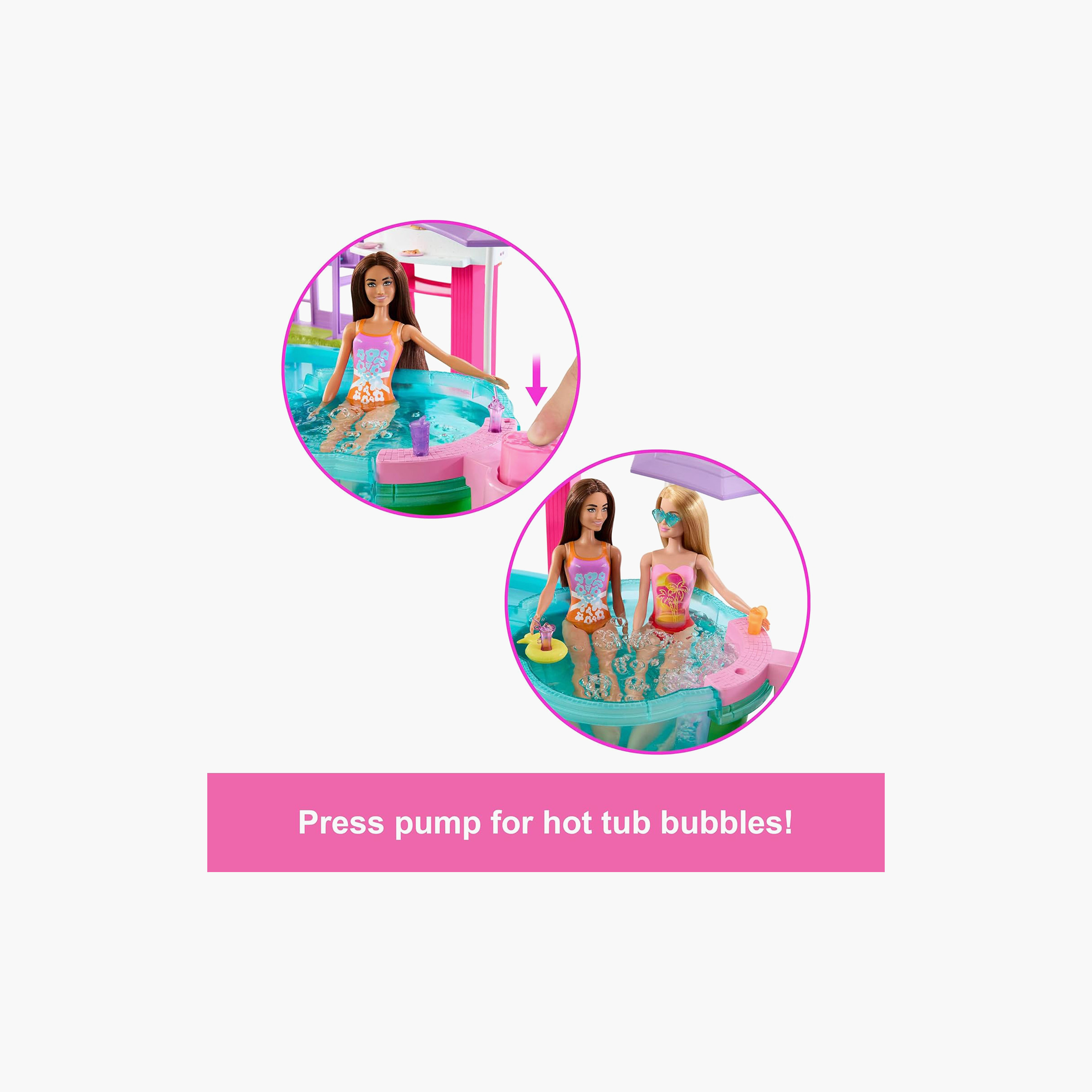 Barbie Dream Pool Playset with 6 Play Areas, Including Slide & Bubbling Hot Tub, 20+ Accessories-toys-dollsandplaysets-dollplaysets-image-3
