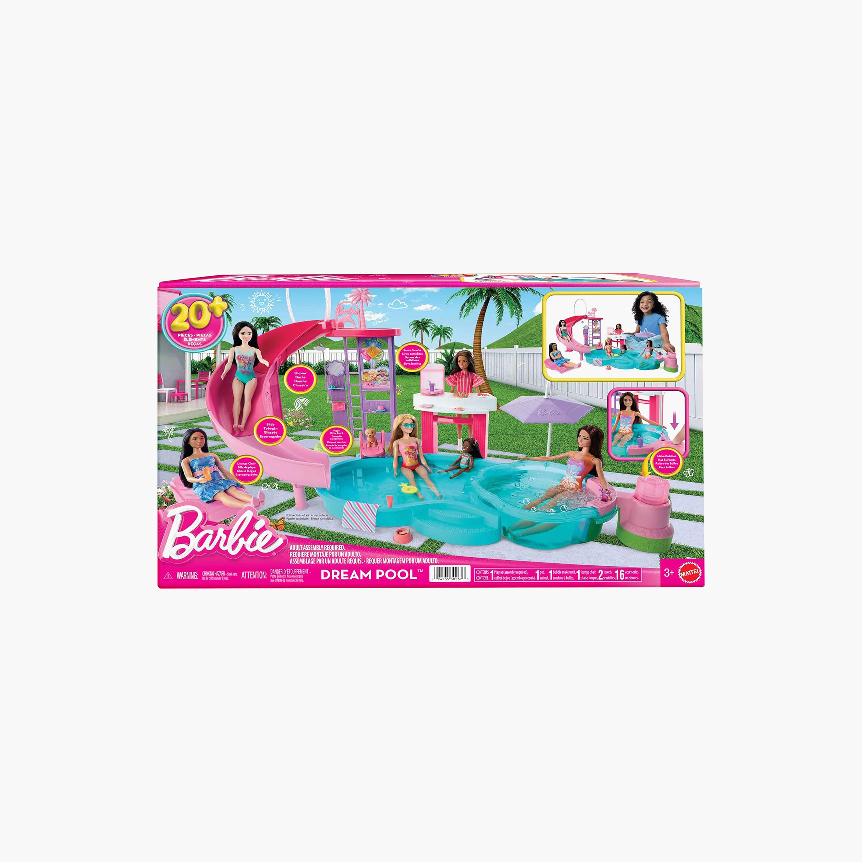 Barbie Dream Pool Playset with 6 Play Areas, Including Slide & Bubbling Hot Tub, 20+ Accessories-toys-dollsandplaysets-dollplaysets-image-5