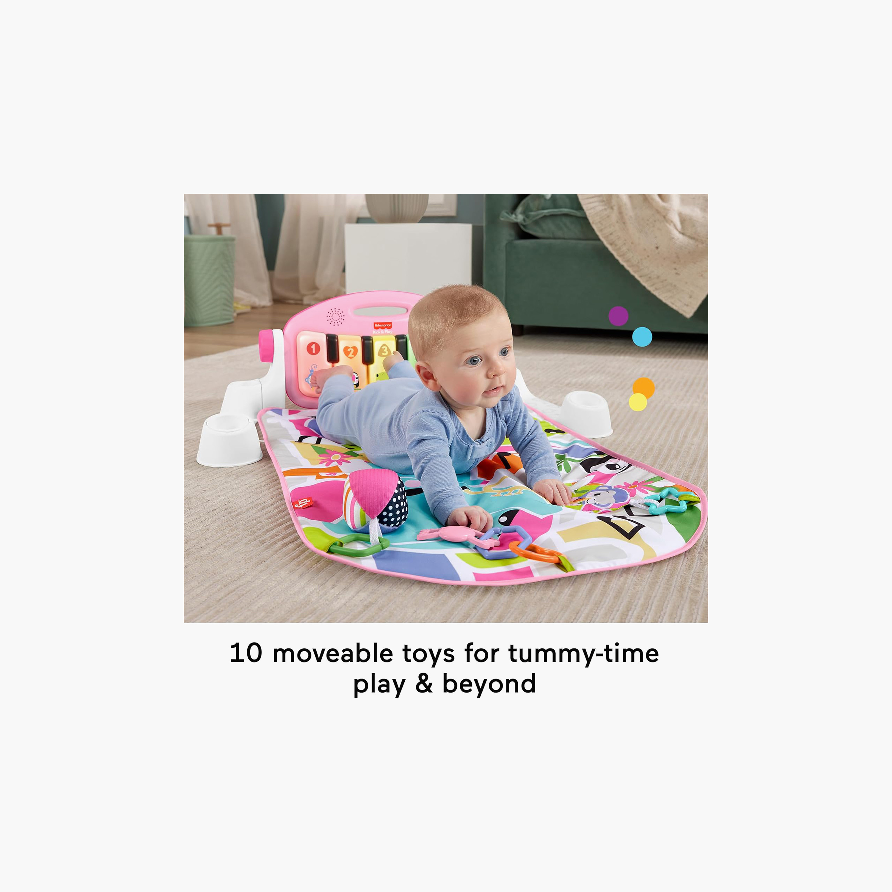 Fisher-Price Baby Activity Mat Glow and Grow Kick & Play Piano Gym, Musical Toy, Ages 0+ Months-baby-infantactivity-playgyms-image-3