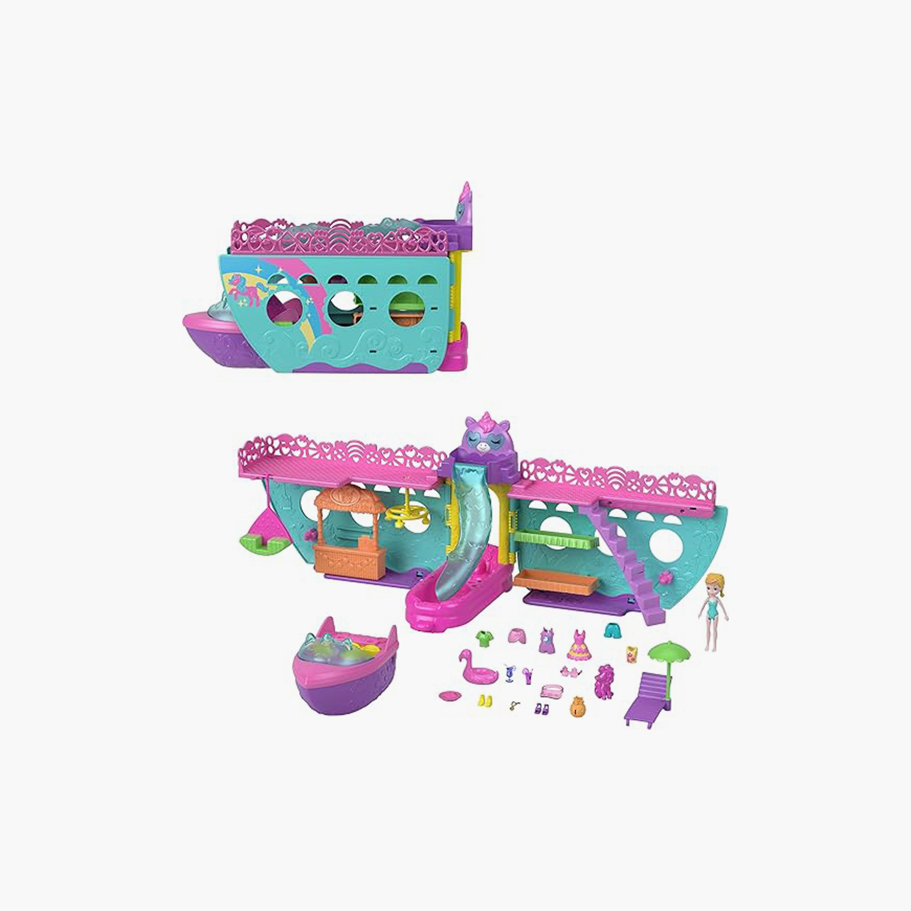 Polly Pocket Portable Boat Playset with Water Play and Colour Change Accessories-toys-dollsandplaysets-dollplaysets-image-1