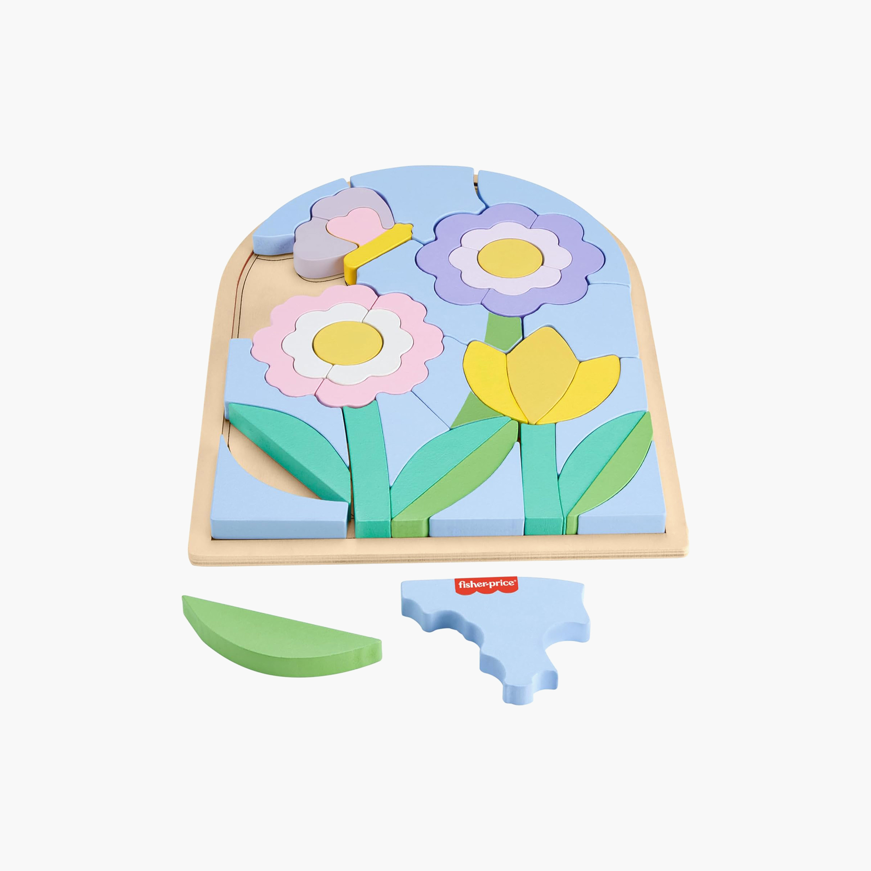 Fisher-Price Wood Preschool Toy Flower Puzzle Blocks, 38-Piece Set for Development, Ages 3+ Years-toys-indoortoys-puzzles-image-1