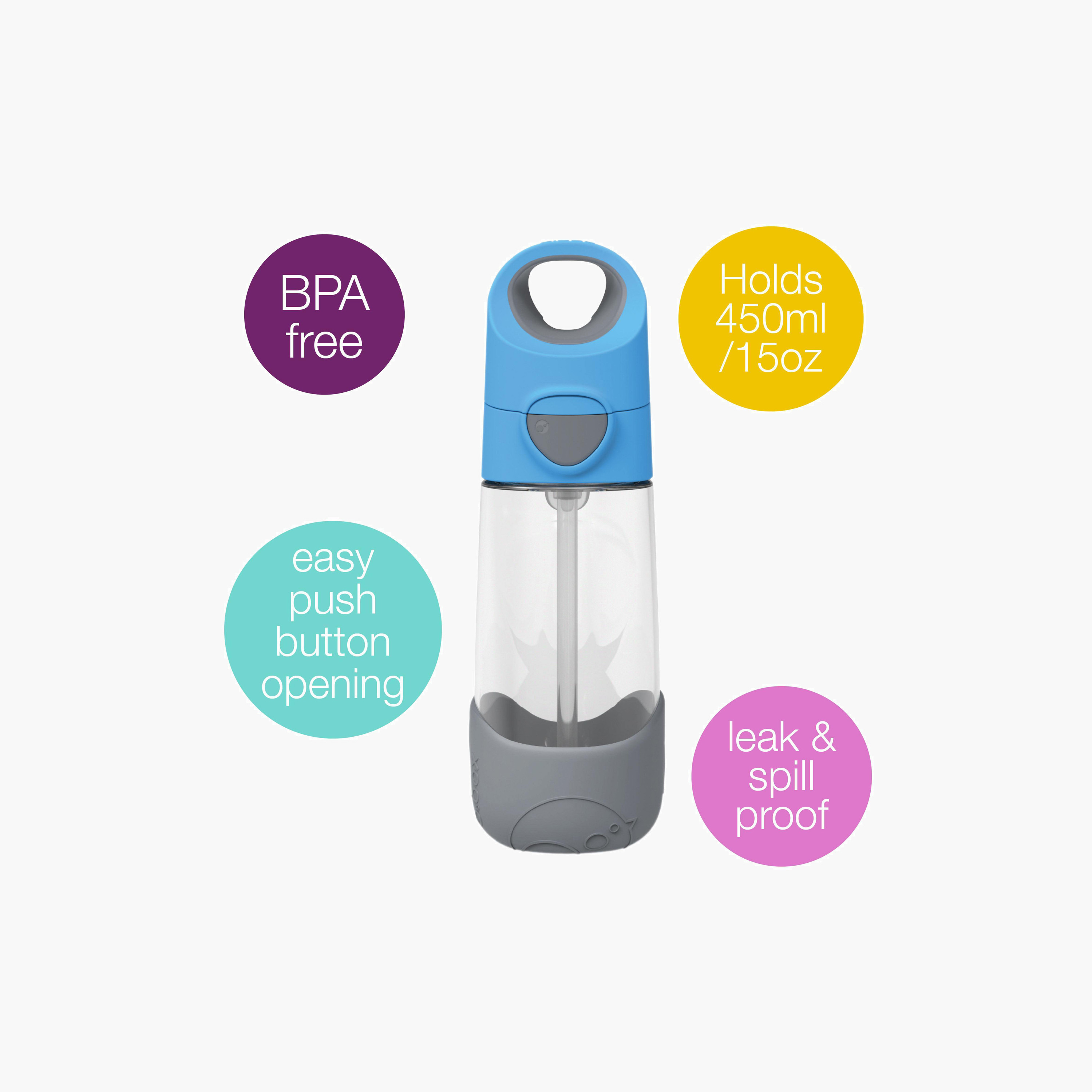 b.box Colourblock Tritan Water Bottle with Straw and Leak Proof - 450 ml-baby-feeding-mealtimeessentials-image-2
