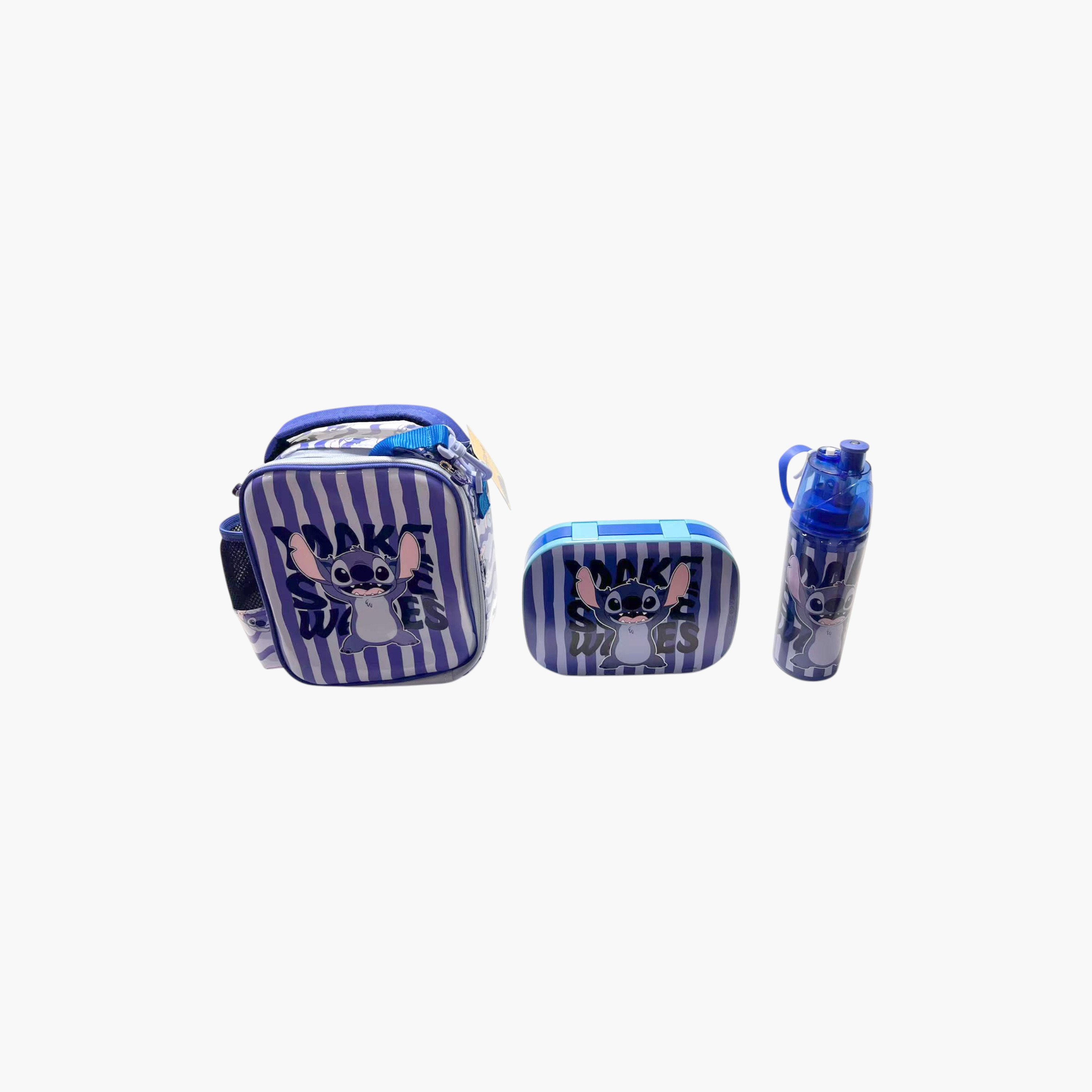 Disney Stitch Print Water Bottle with Lunch Bag and Box-school-lunchessentials-lunchbags-image-1