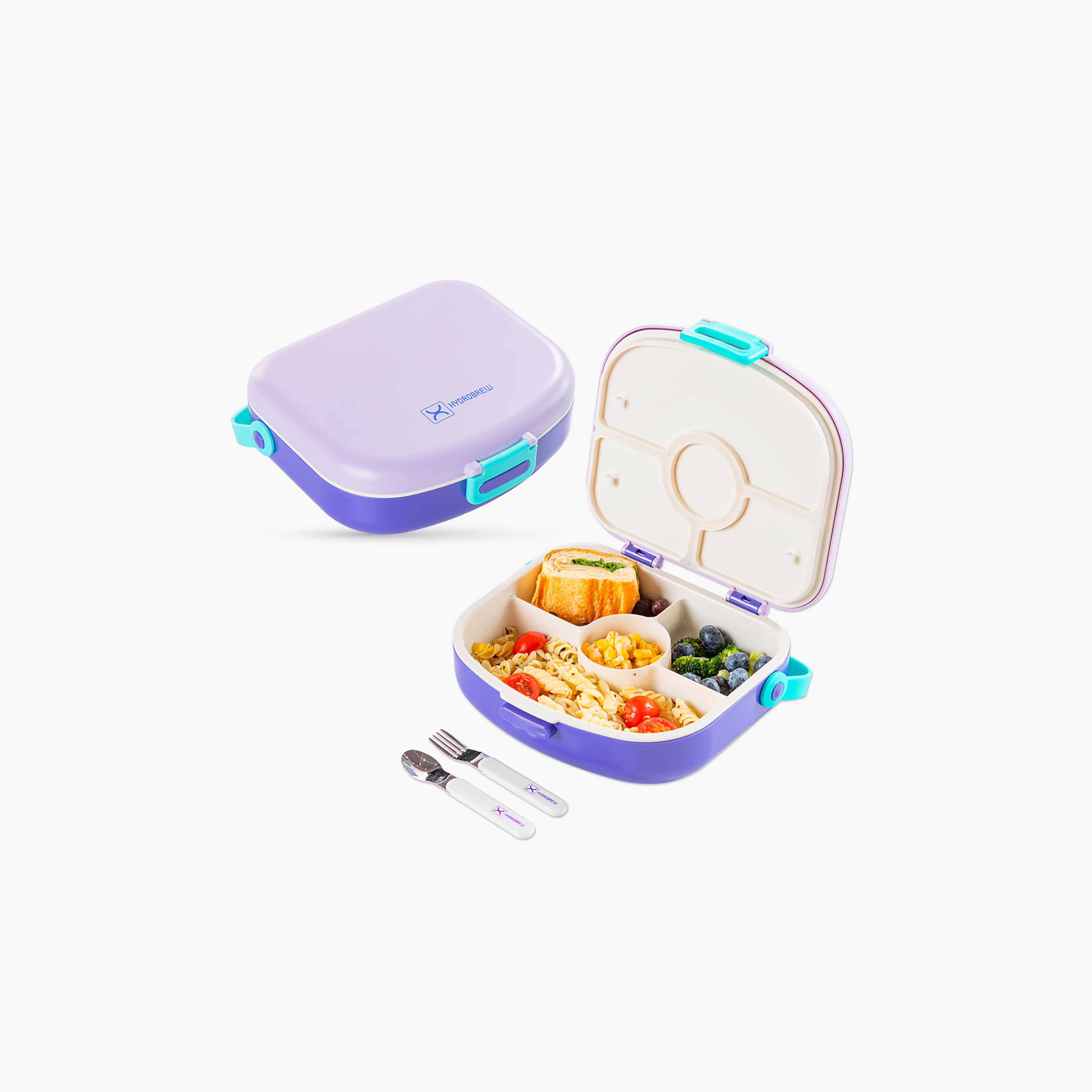صندوق غداء بـ4 أقسام مع ملعقة وشوكة من هيدروبرو-school-lunchessentials-lunchboxes-image-1