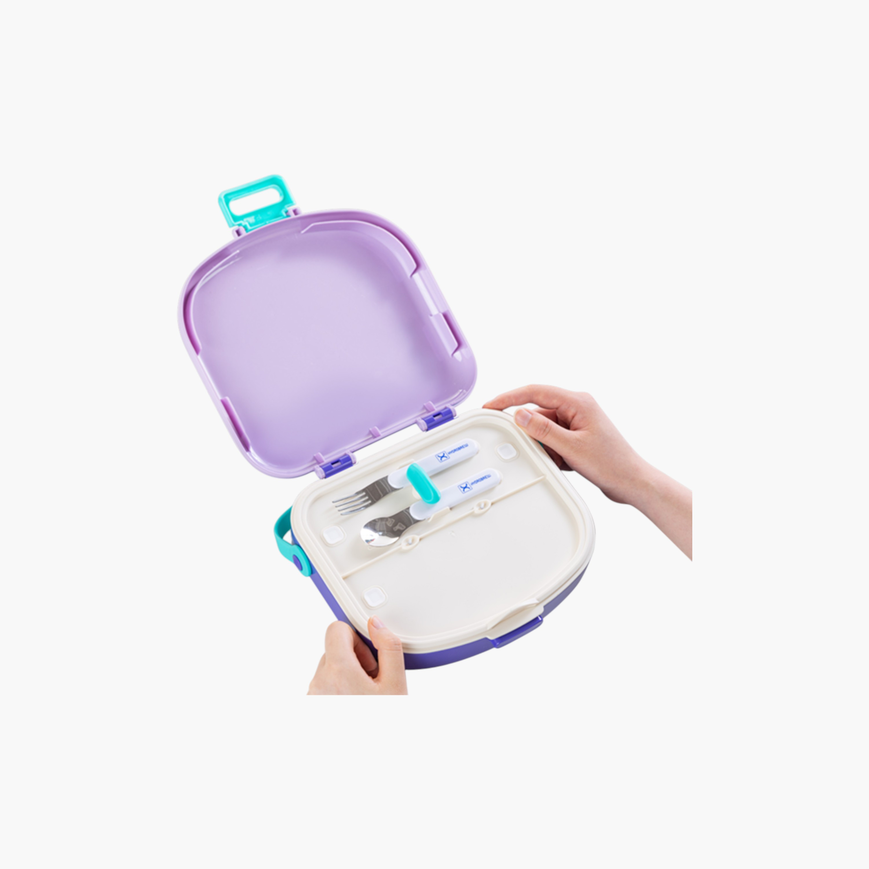 صندوق غداء بـ4 أقسام مع ملعقة وشوكة من هيدروبرو-school-lunchessentials-lunchboxes-image-4