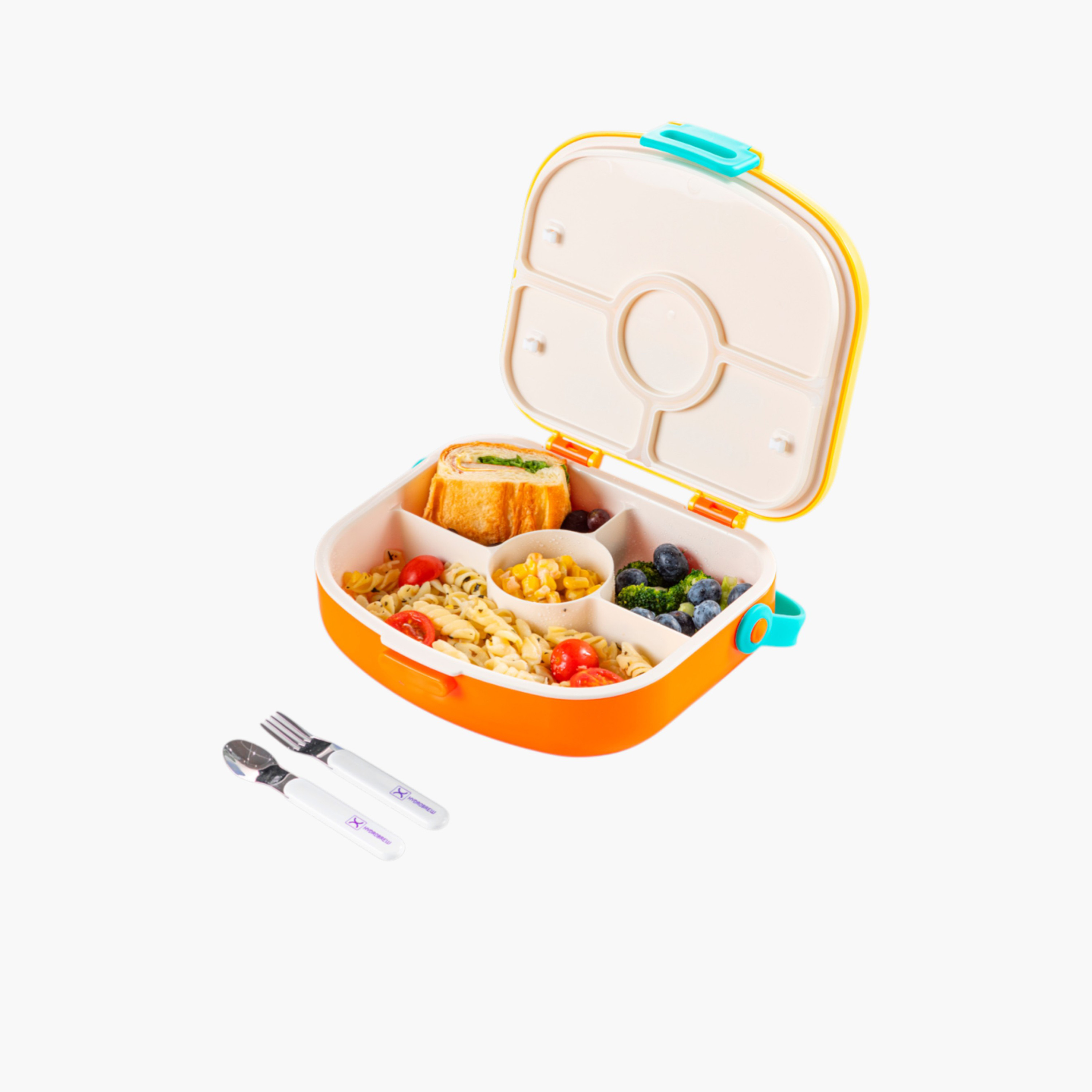 صندوق غداء بينتو 4 أقسام مع ملعقة وشوكة من هيدروبرو-school-lunchessentials-lunchboxes-image-3