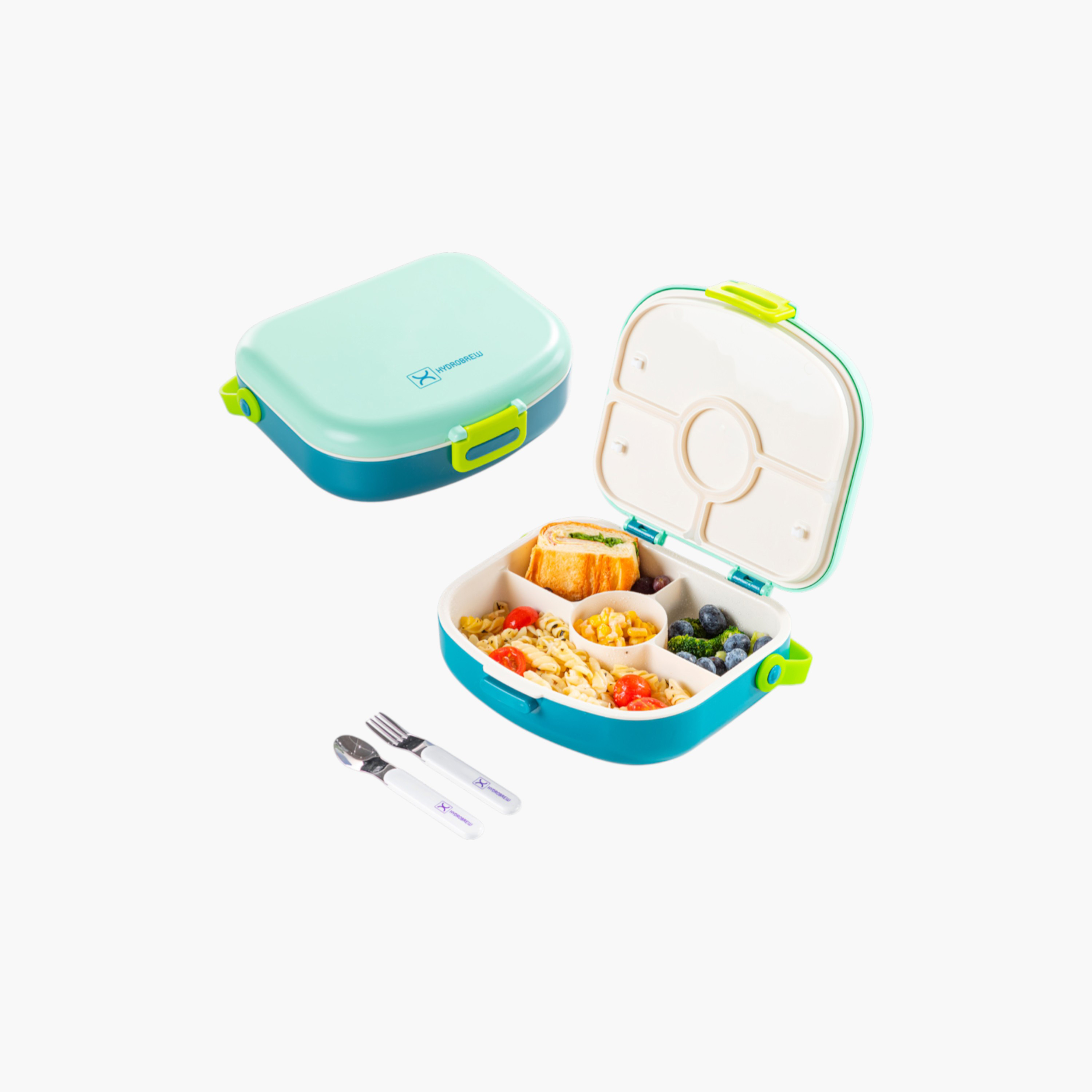 صندوق غداء بنتو بـ 4 أقسام مع ملعقة وشوكة من هايدروبرو-school-lunchessentials-lunchboxes-image-1