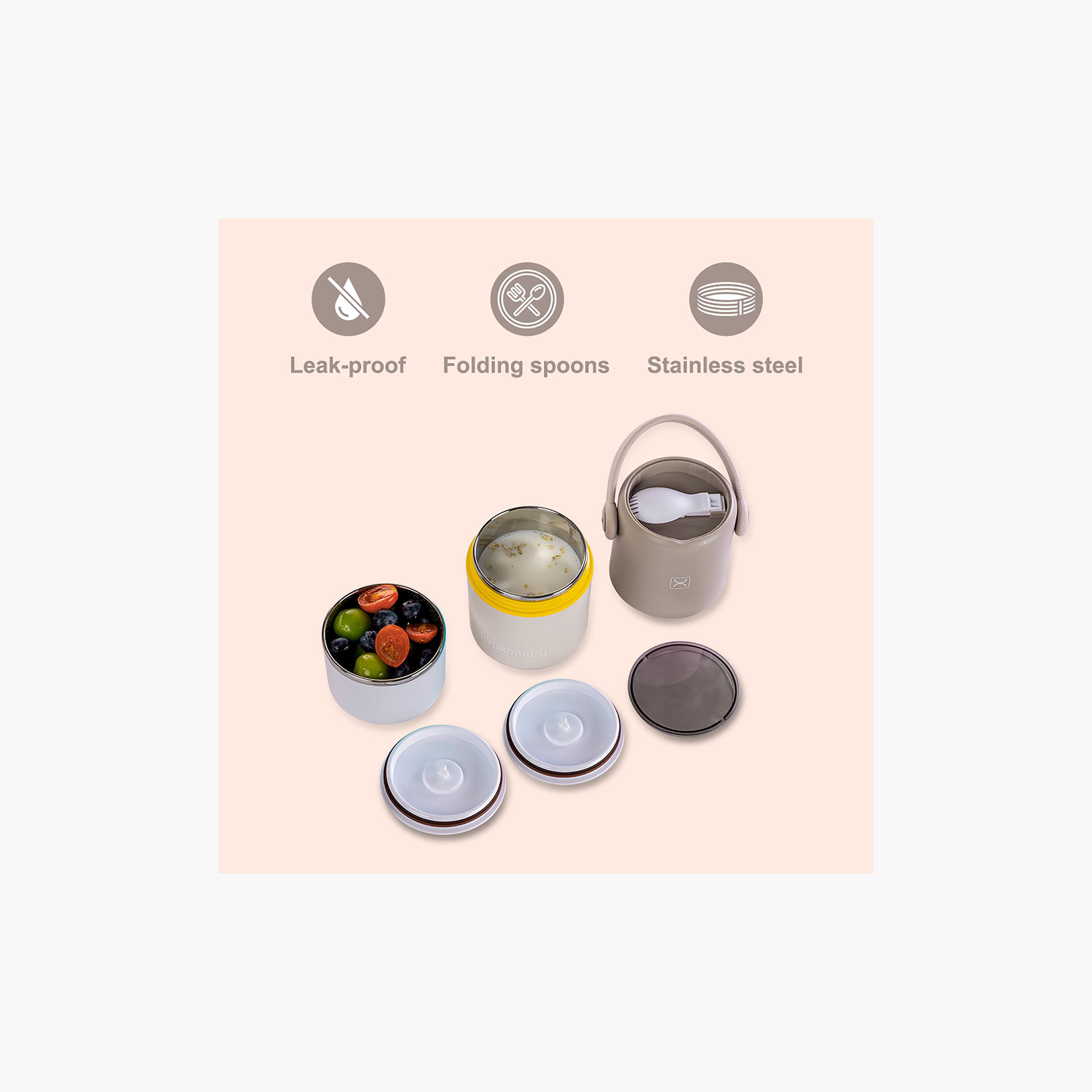 صندوق غداء مزدوج ستانلس ستيل مع شوكة وملعقة قابلة للطي من هيدرو برو-school-lunchessentials-lunchboxes-image-7
