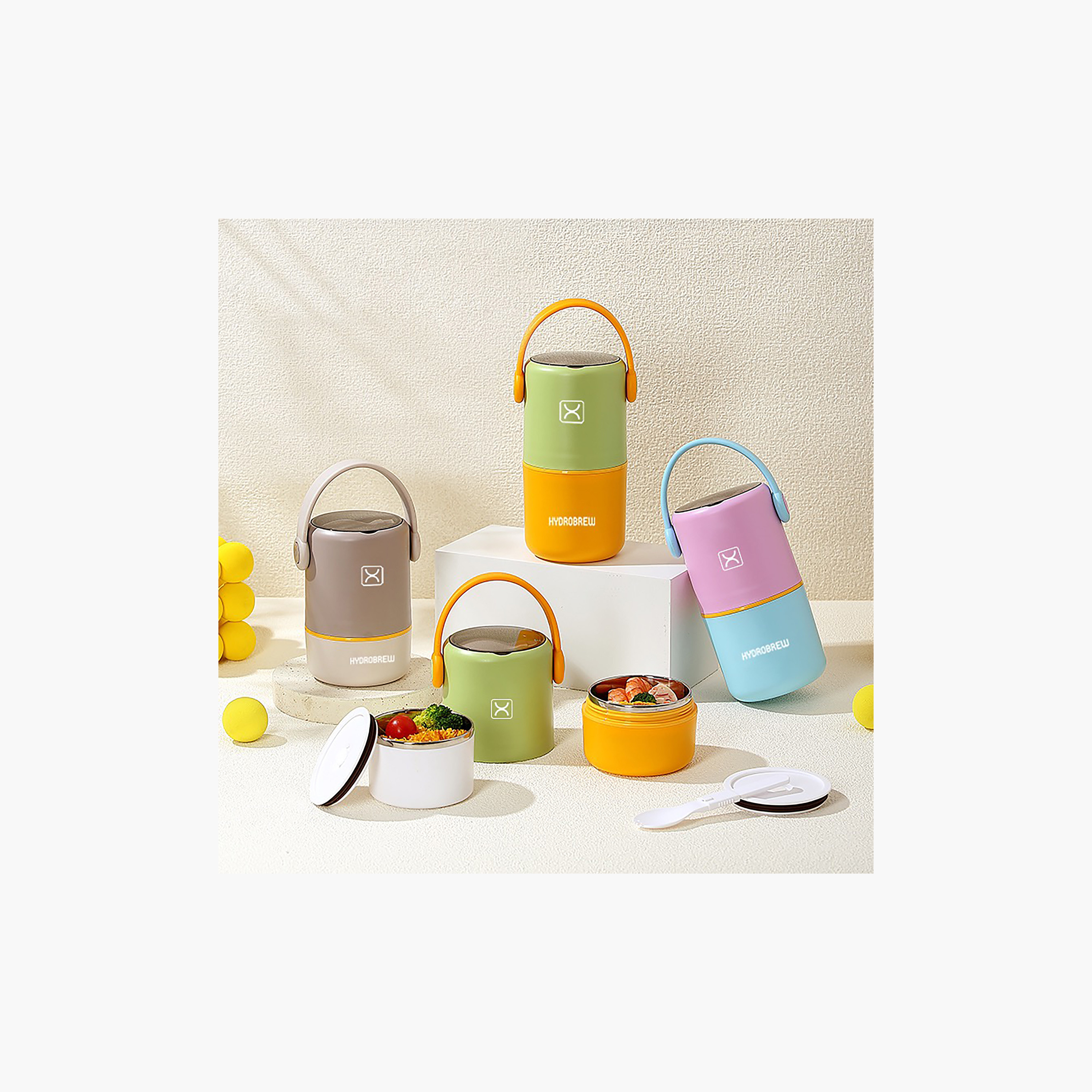 صندوق غداء مزدوج ستانلس ستيل مع شوكة وملعقة قابلة للطي من هيدرو برو-school-lunchessentials-lunchboxes-image-9