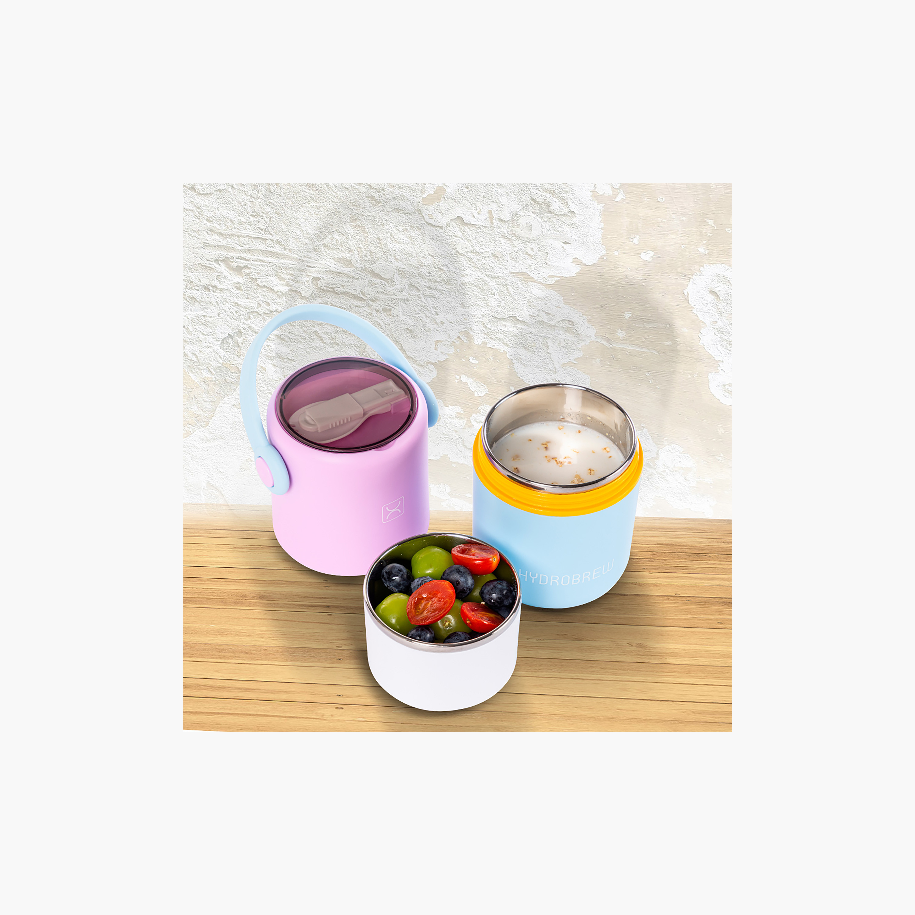 صندوق غداء مزدوج بطابقين ستانلس ستيل مع شوكة قابلة للطي من هايدروبرو-school-lunchessentials-lunchboxes-image-3