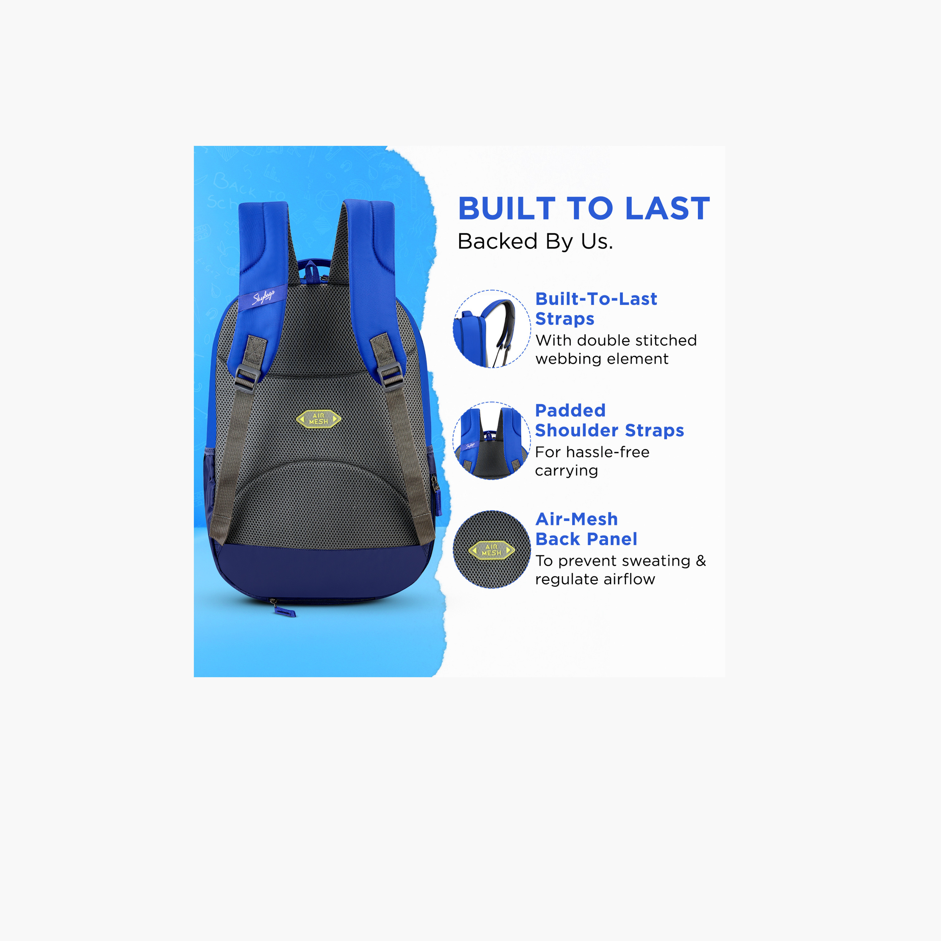سكاي باغ- شنطة ظهر 42 لتر، بوليستر، حزام كتف قابل للتعديل | Bussin-01-school-bagsandbackpacks-backpacks-image-5