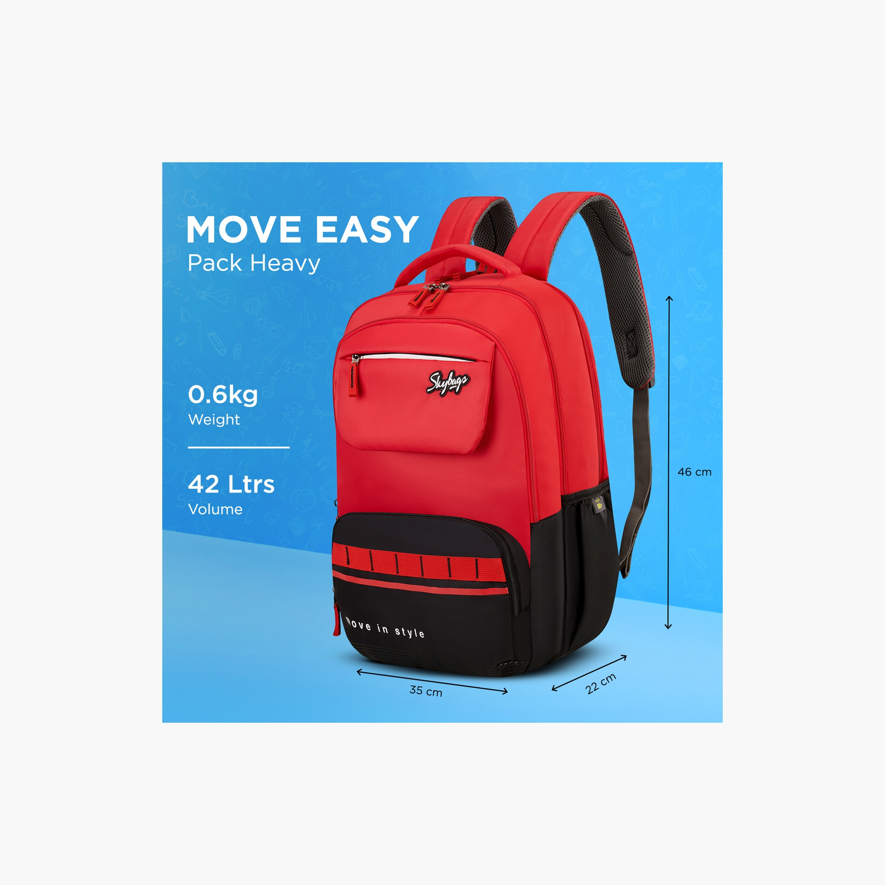 Skybags 42 L Backpack, Polyester, Adjustable Shoulder Strap | Bussin-02-school-bagsandbackpacks-backpacks-image-2