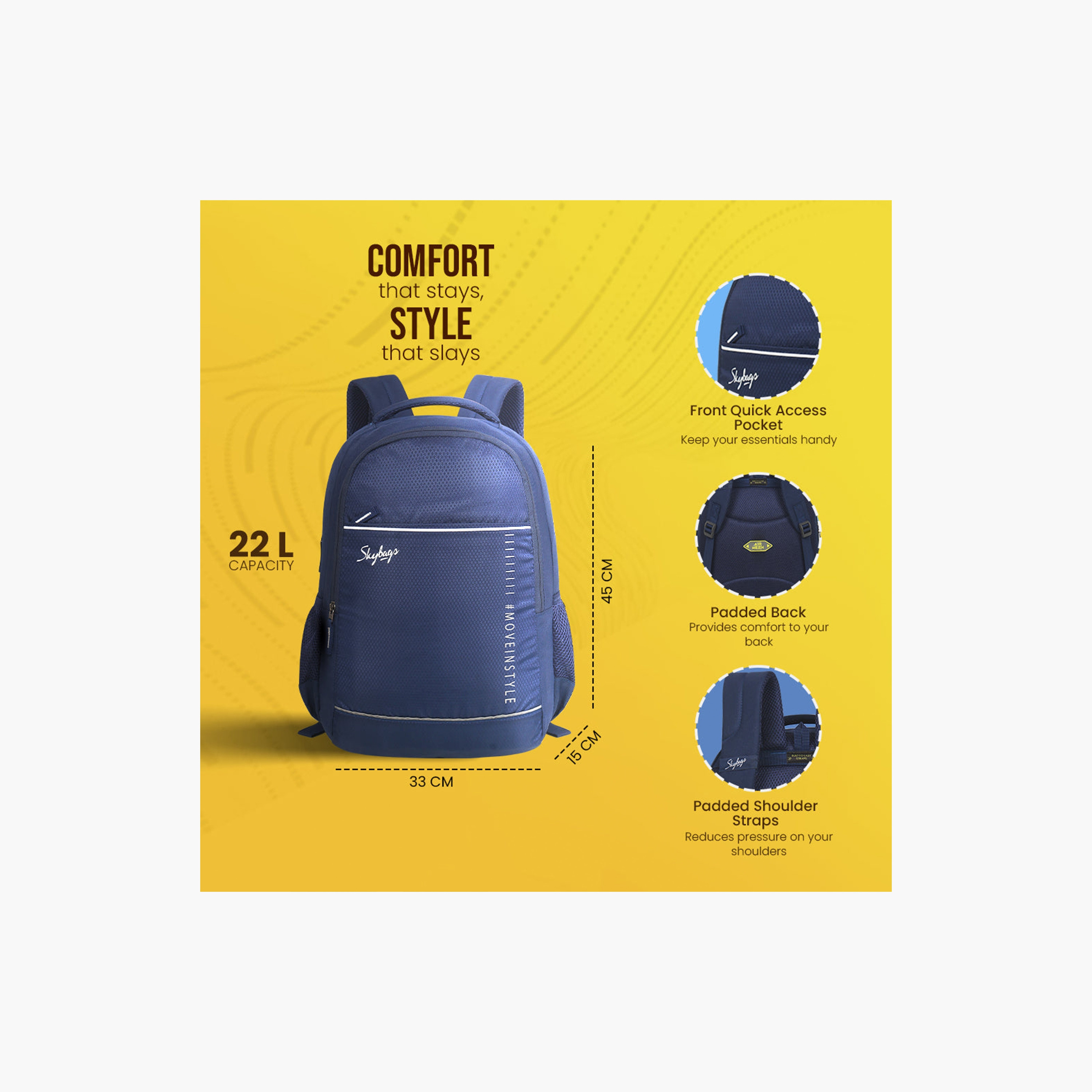 Skybags 22 L Backpack, Polyester, Adjustable Shoulder Strap | IKONNA2-travel-luggagesandbags-backpacks-image-2