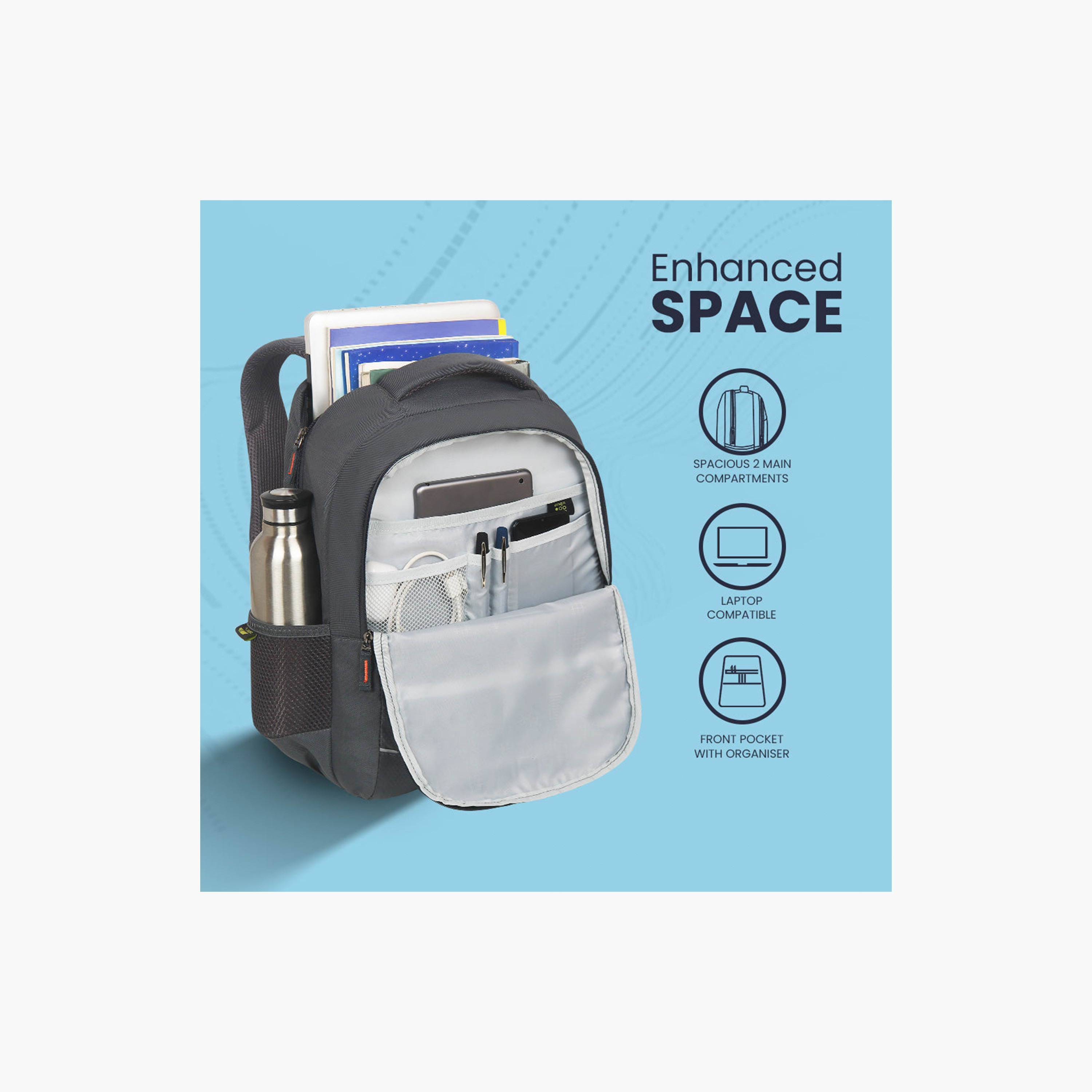 سكاي باغ- شنطة ظهر 22 لتر، بوليستر، حزام كتف قابل للتعديل | IKONNA2-travel-luggagesandbags-backpacks-image-3