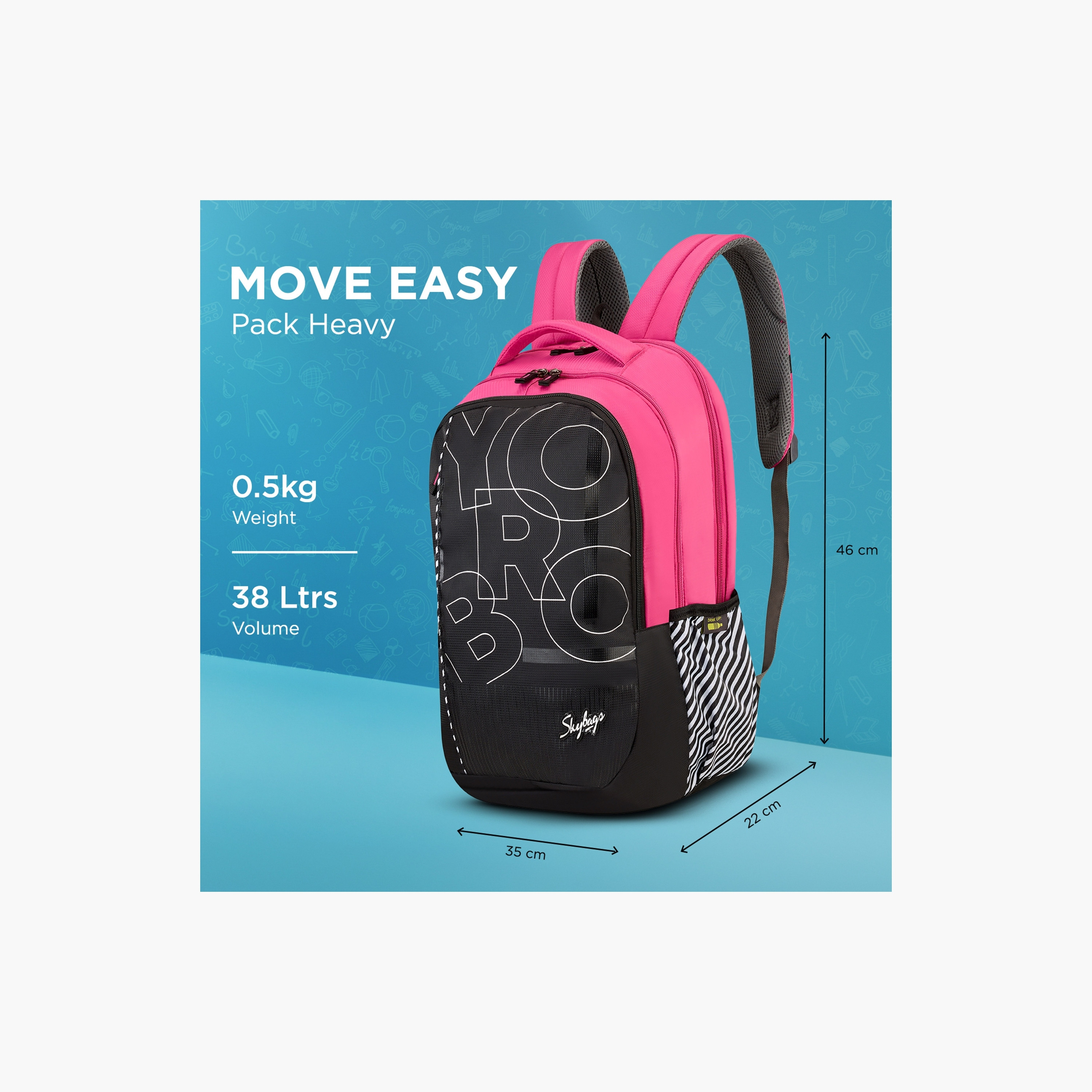 Skybags 38 L Backpack, Polyester, Adjustable Shoulder Strap | Stash-01-school-bagsandbackpacks-backpacks-image-2