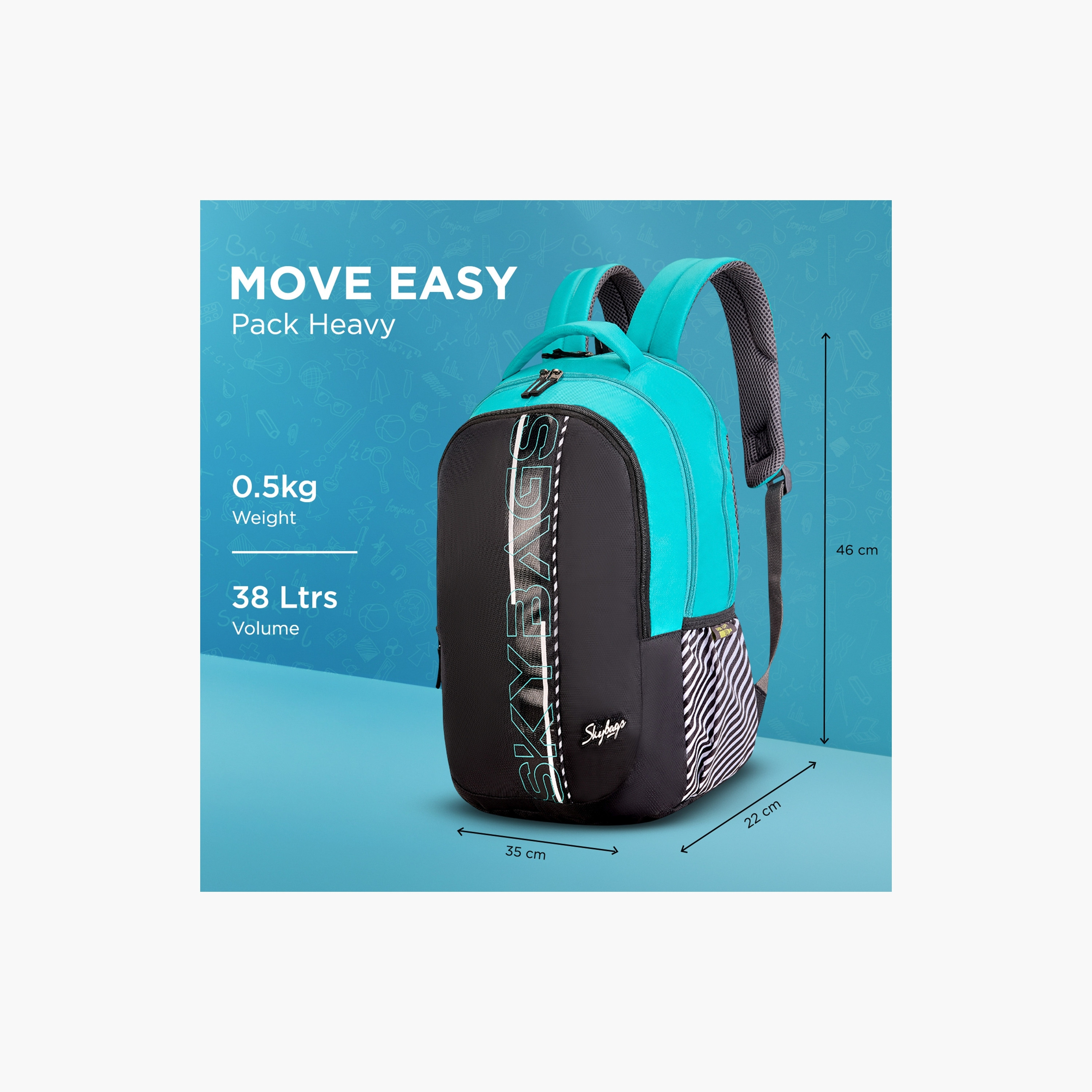 Skybags 38 L Backpack, Polyester, Adjustable Shoulder Strap | Stash-02-school-bagsandbackpacks-backpacks-image-2