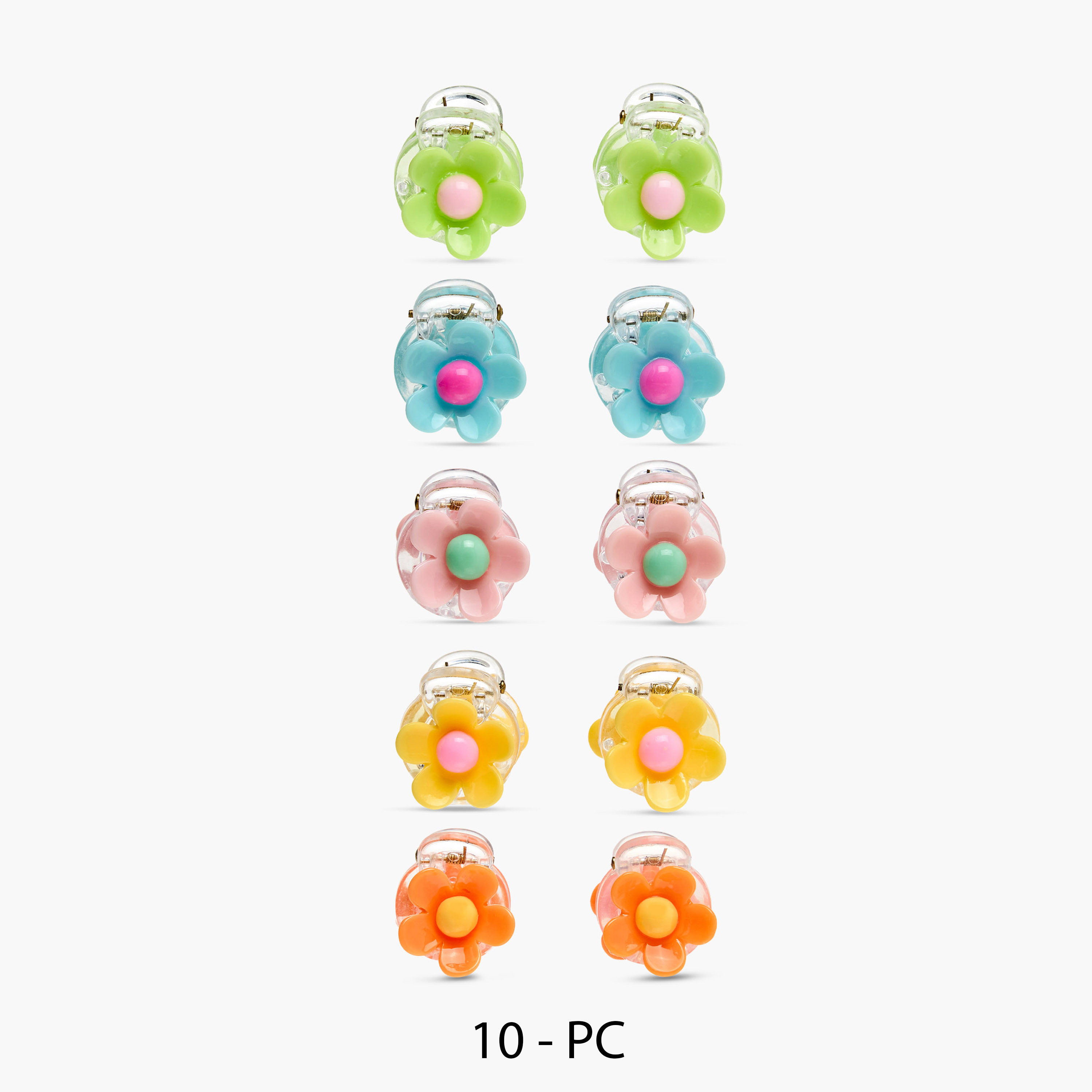 مشابك شعر بتصميم زهرة للبنات من تشارمز - طقم 10 قطع-girls-accessories-hairaccessories-image-1