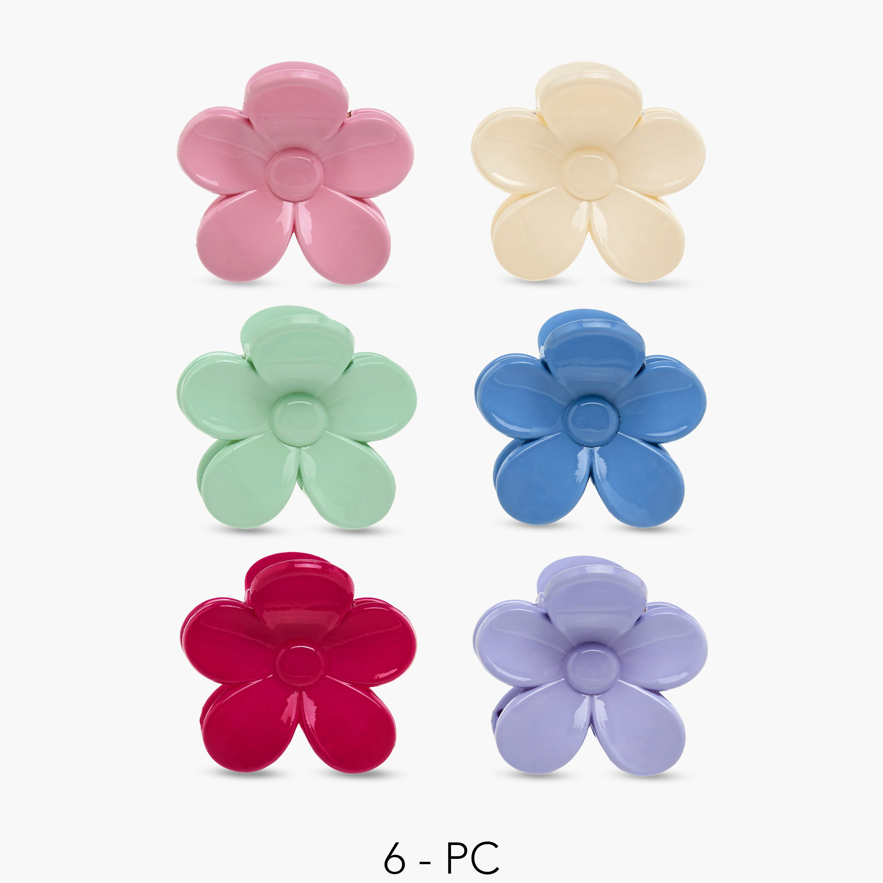 Charmz Girls Hair Clamp with Floral Pattern - Set of 6-girls-accessories-hairaccessories-image-1