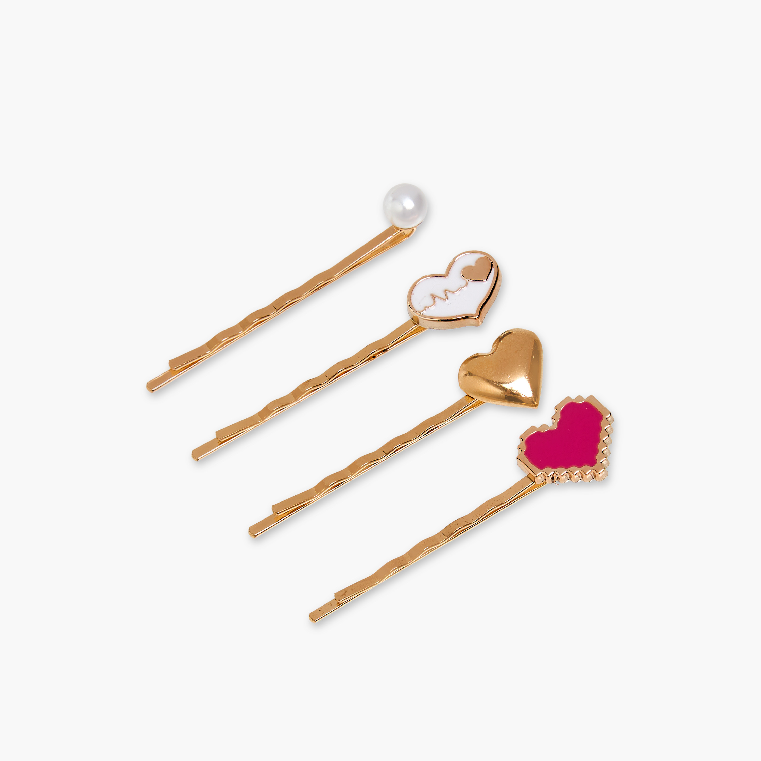 دبابيس شعر معدن بزينة قلب للبنات من تشارمز - طقم 4 قطع-girls-accessories-hairaccessories-image-2
