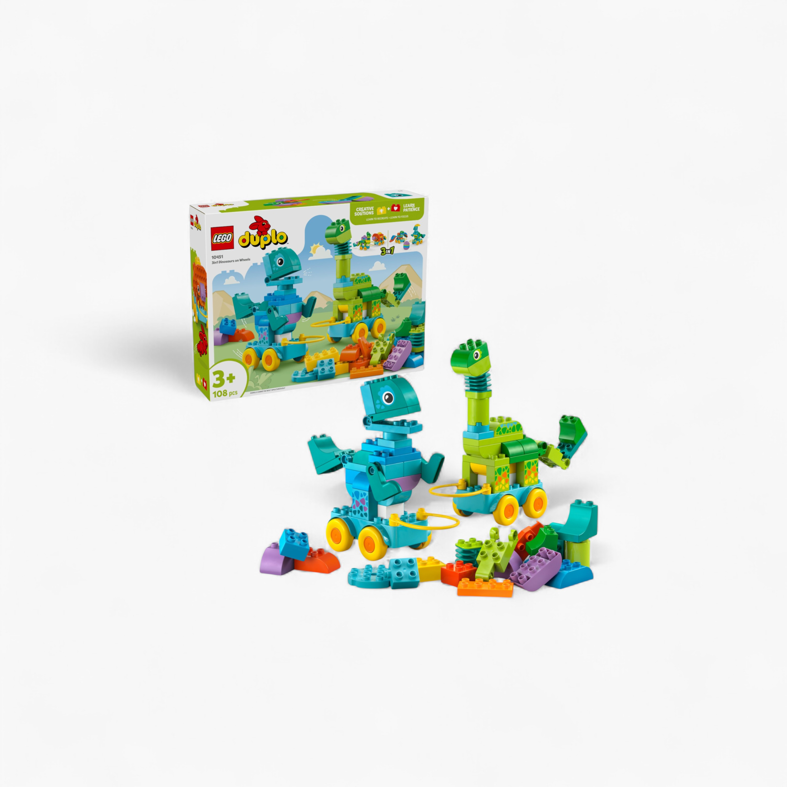 LEGO® DUPLO® Town 3 in 1 Dinosaurs on Wheels Learn-Through-Play Toddler Toy 10451-toys-buildingblocks-blocks-image-1