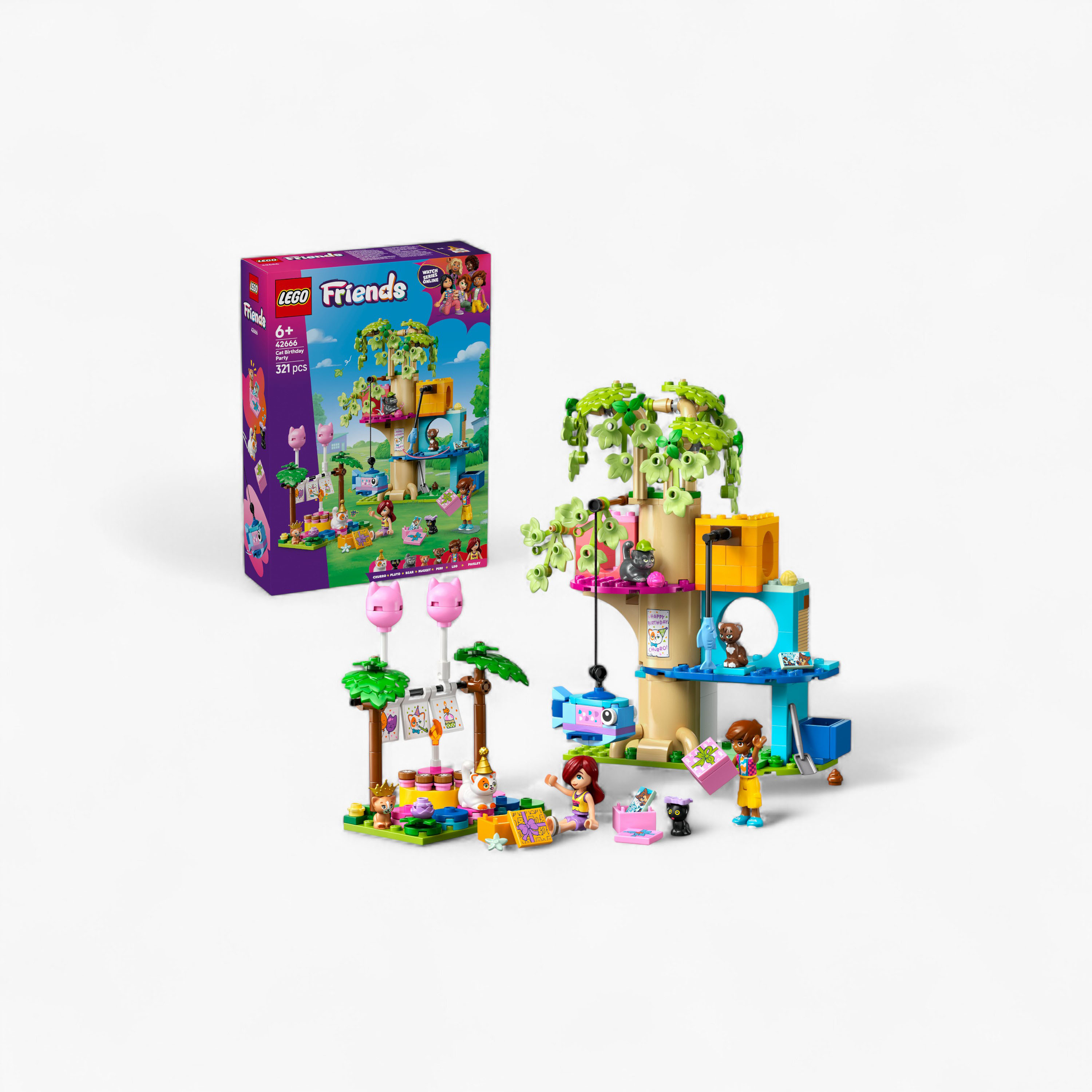 LEGO® Friends Cat Birthday Party & Tree House Building Kit Toy 42666-toys-buildingblocks-blocks-image-1