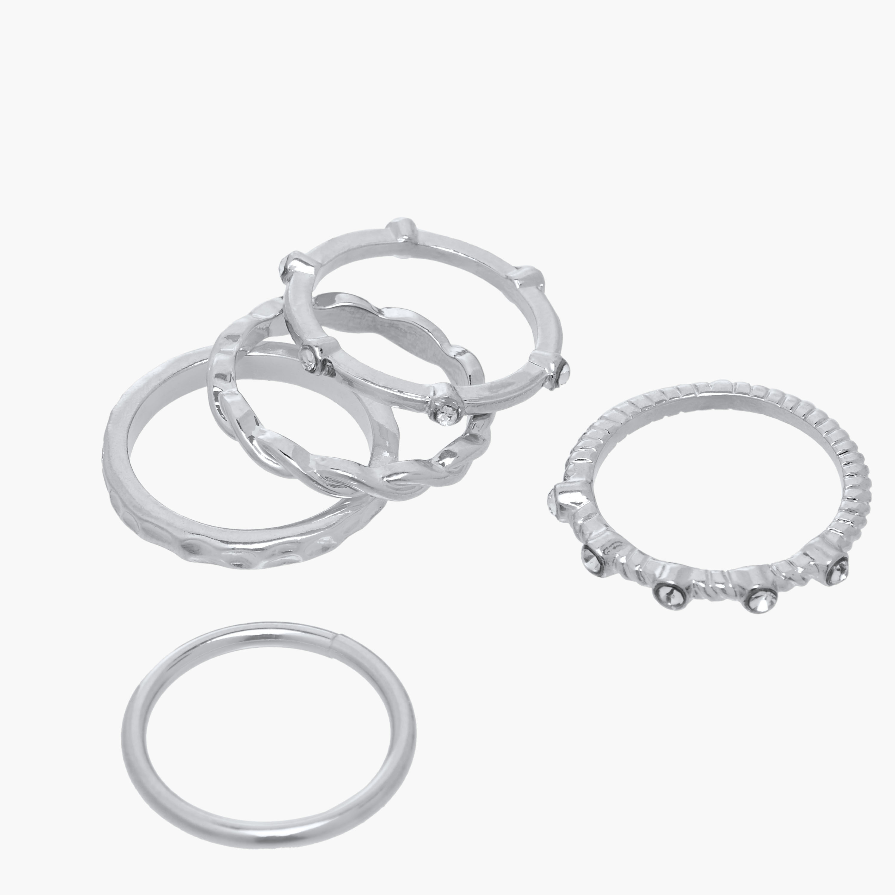 Stackable Silver Tone Metal Ring - Set of 8-women-watchesandjewellery-jewellery-rings-image-10