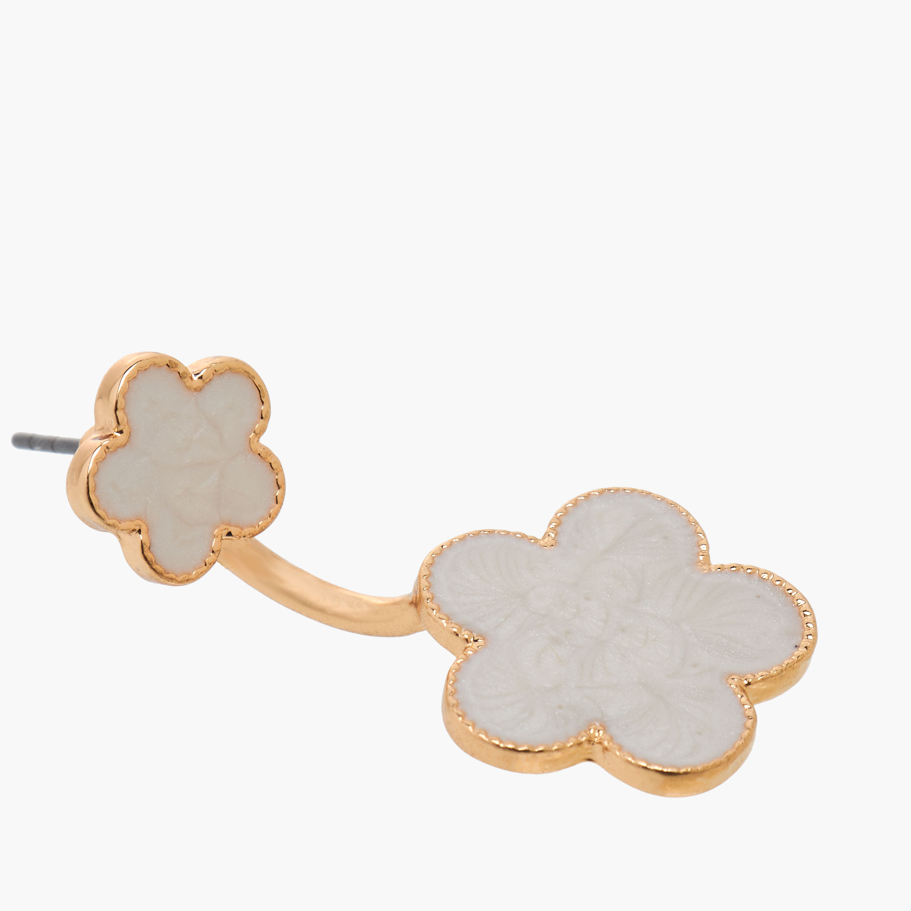 Metallic Floral Earrings with Pushback Closure-women-watchesandjewellery-jewellery-earrings-image-3