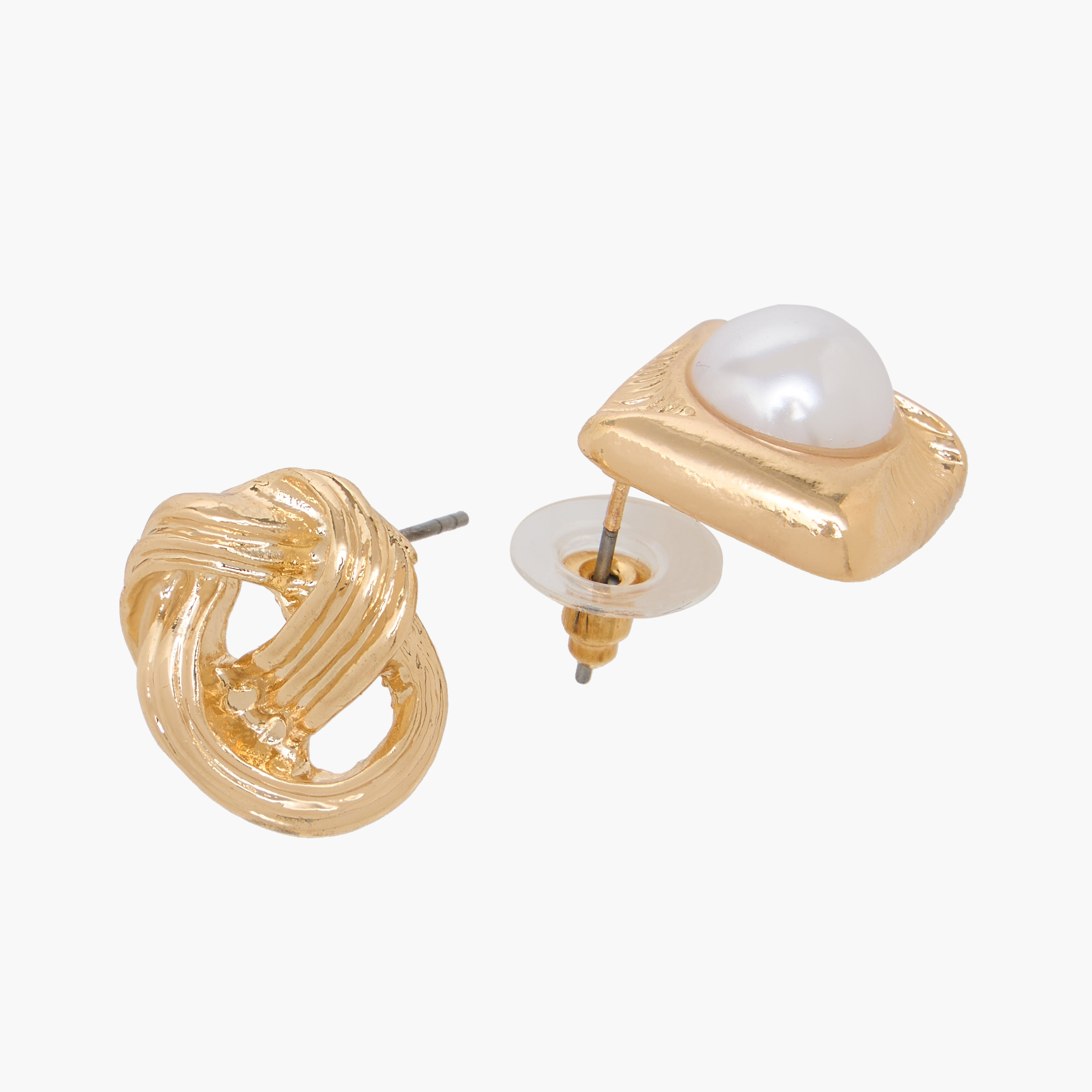 Pack of 2 Metal Embellished Stud Earrings with Pushback Closure-women-watchesandjewellery-jewellery-earrings-image-4