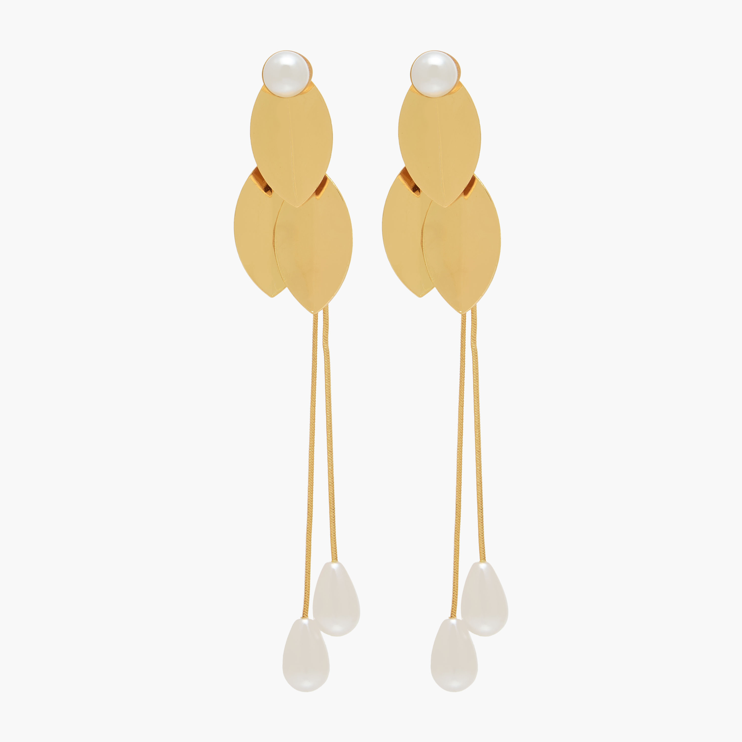 Metal Leaf Dangler Earrings with Pushback Closure-women-watchesandjewellery-jewellery-earrings-image-1