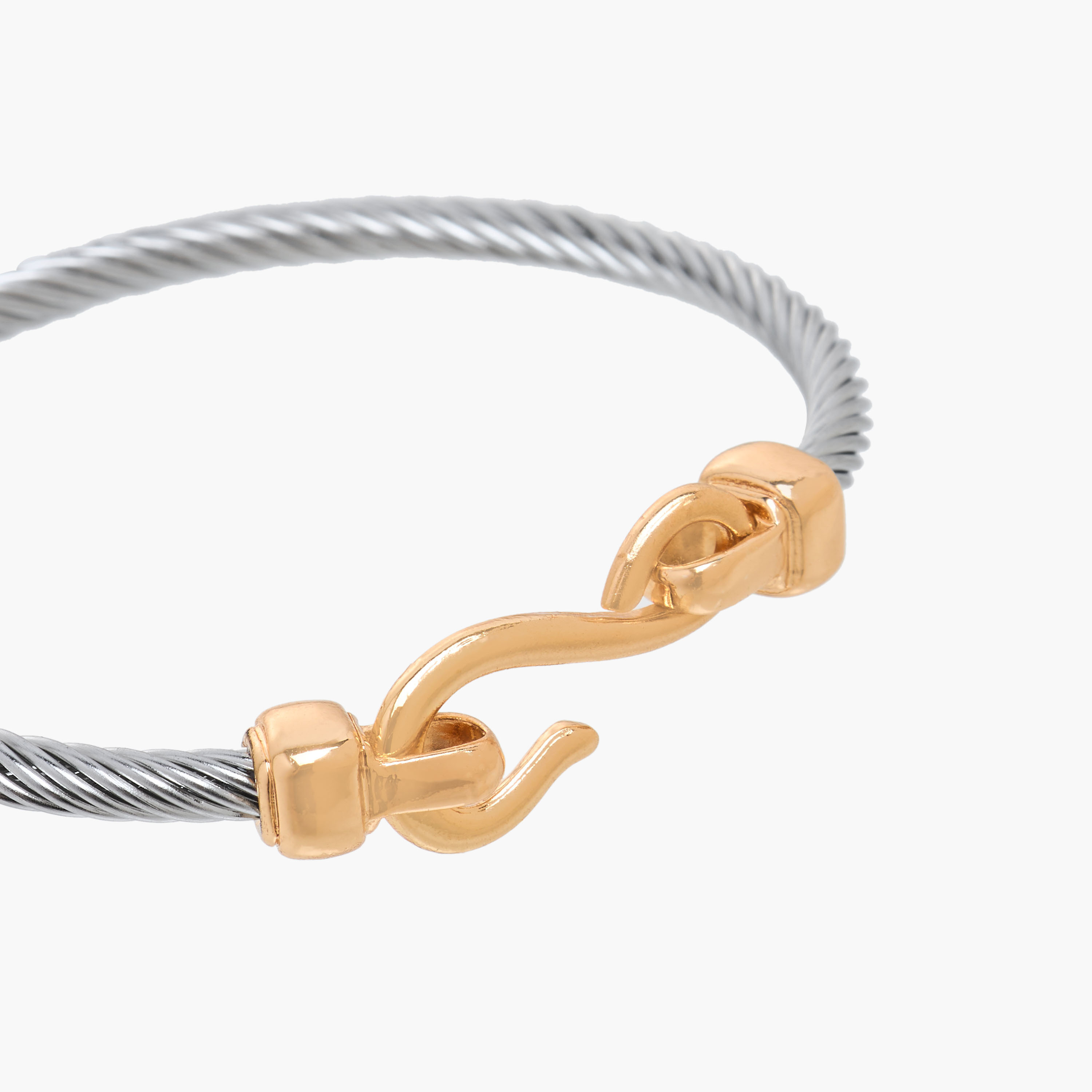 Textured Metal Hook Clasp Bracelet-women-watchesandjewellery-jewellery-banglesandbracelets-image-3