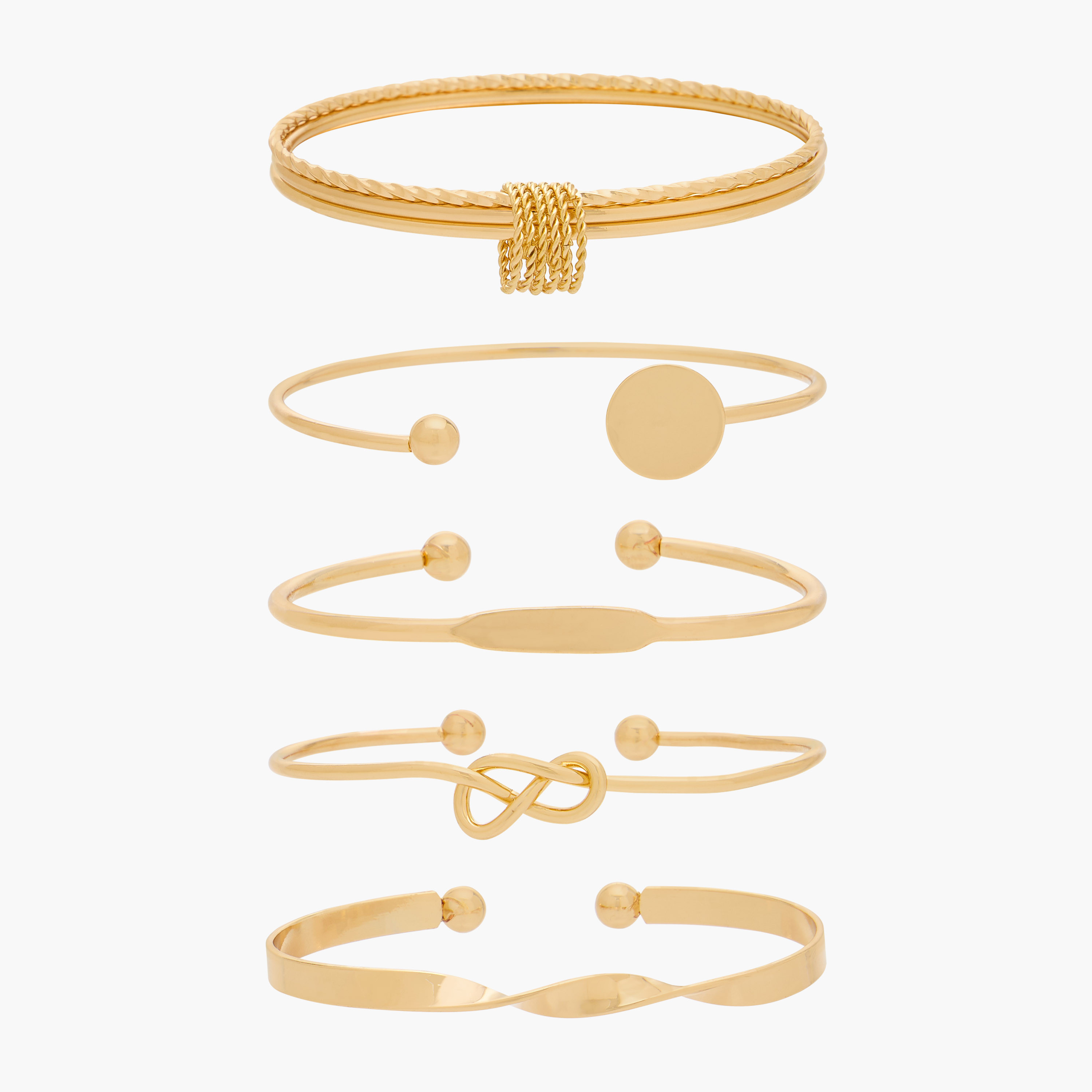 Pack of 5 Metal Cuff Bracelet-women-watchesandjewellery-jewellery-banglesandbracelets-image-1