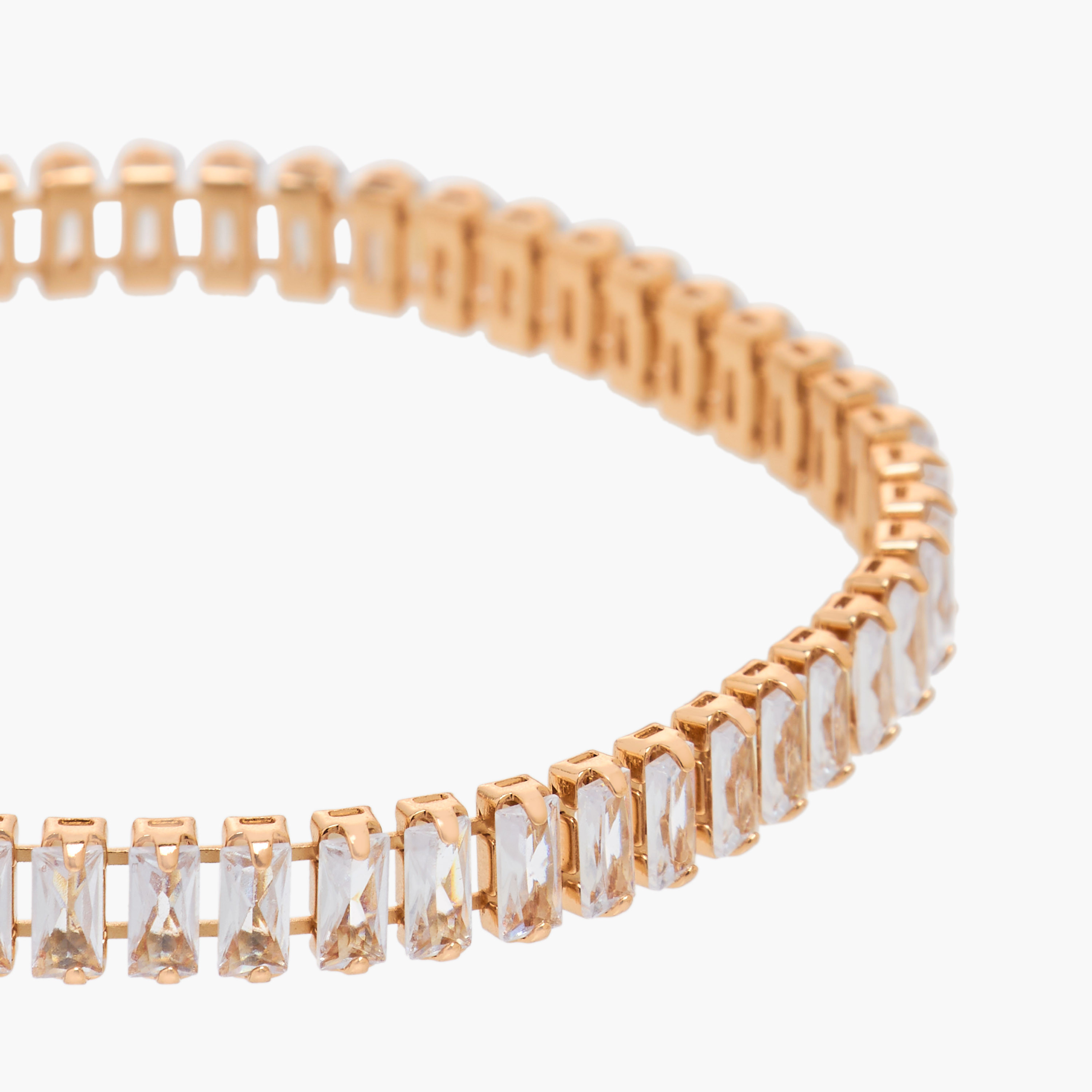سوار معدني مزين بمكعب أحجار زركون-women-watchesandjewellery-jewellery-banglesandbracelets-image-3