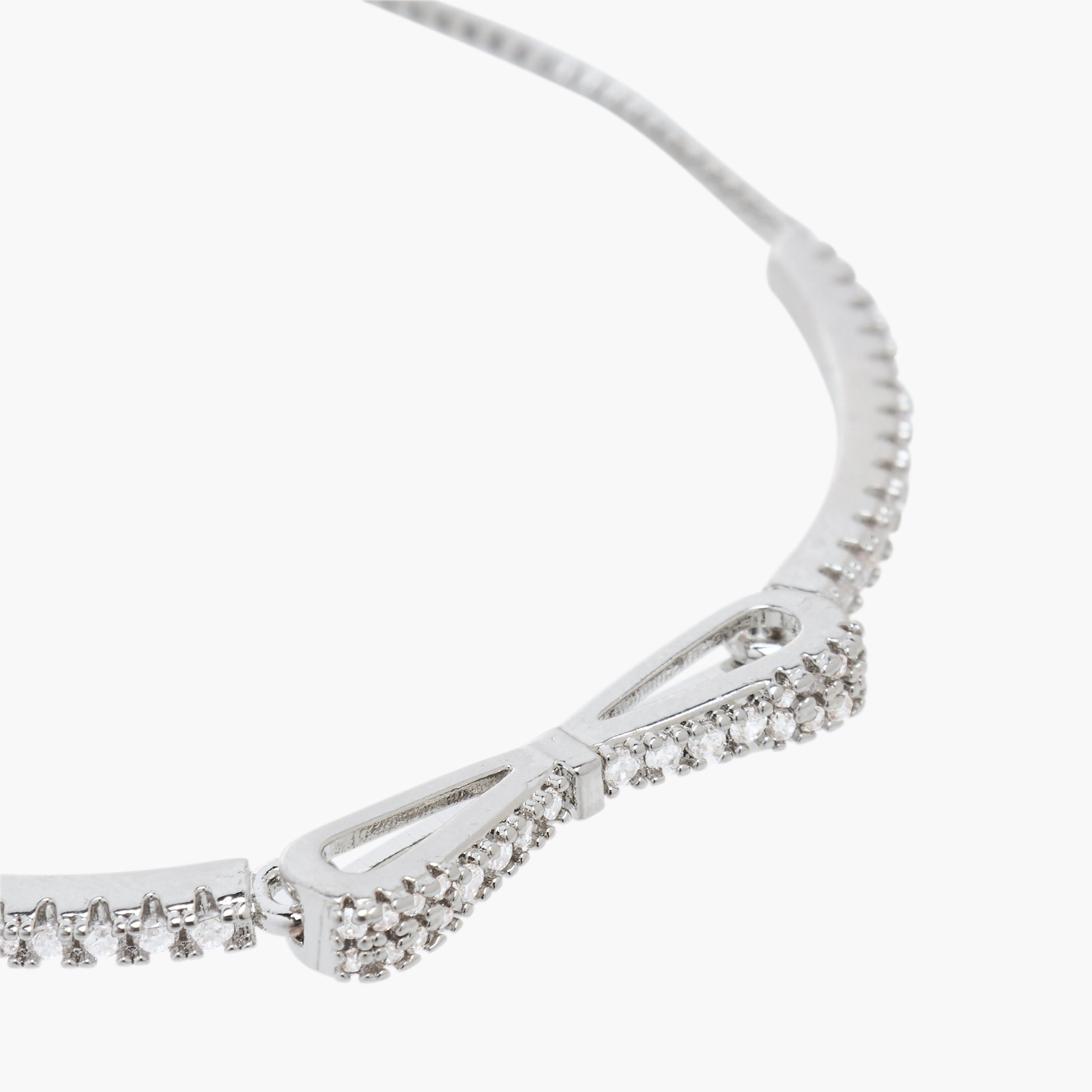 Metal Cubic Zirconia Embellished Bracelet-women-watchesandjewellery-jewellery-banglesandbracelets-image-3