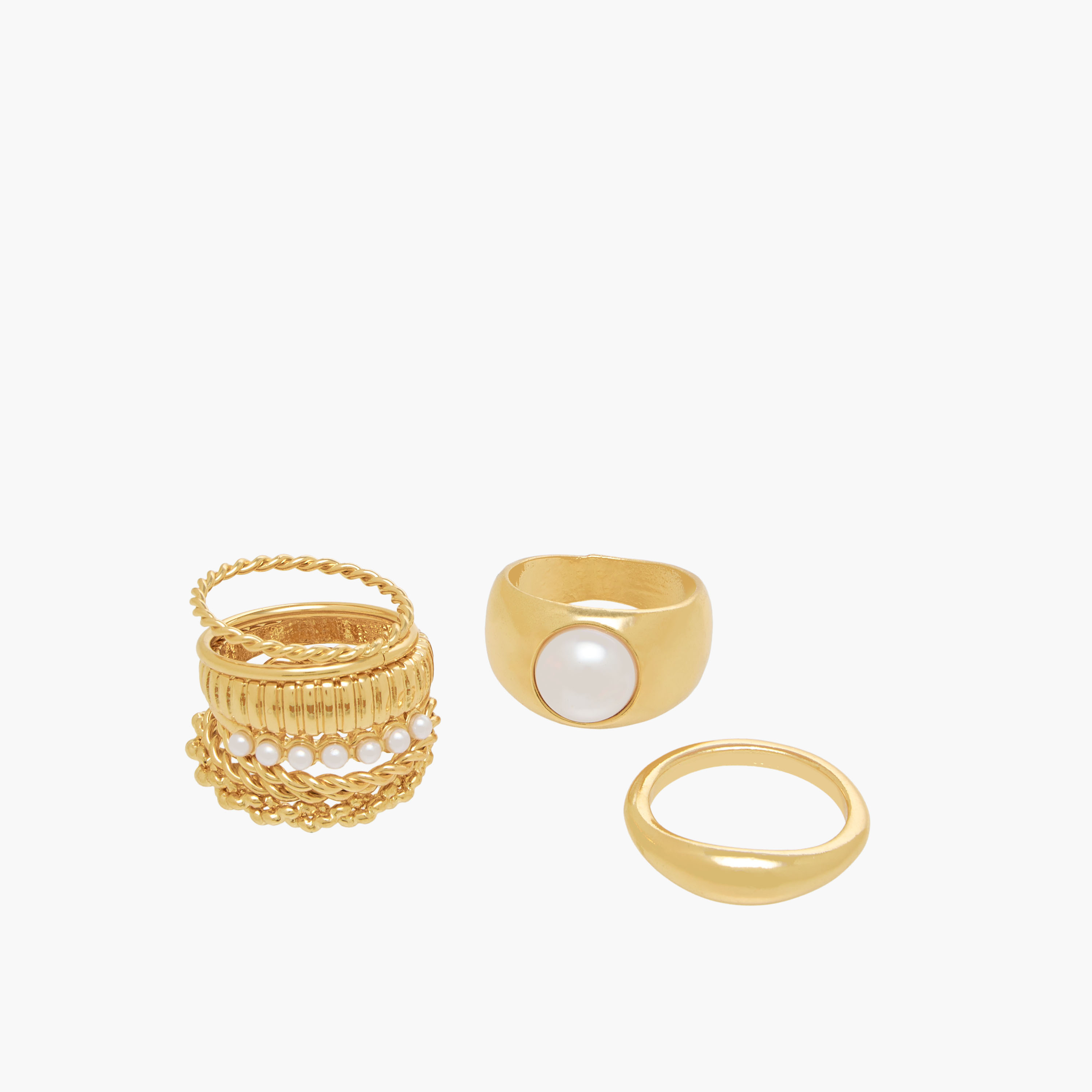 Stackable Gold Tone Metal Ring - Set of 8-women-watchesandjewellery-jewellery-rings-image-2