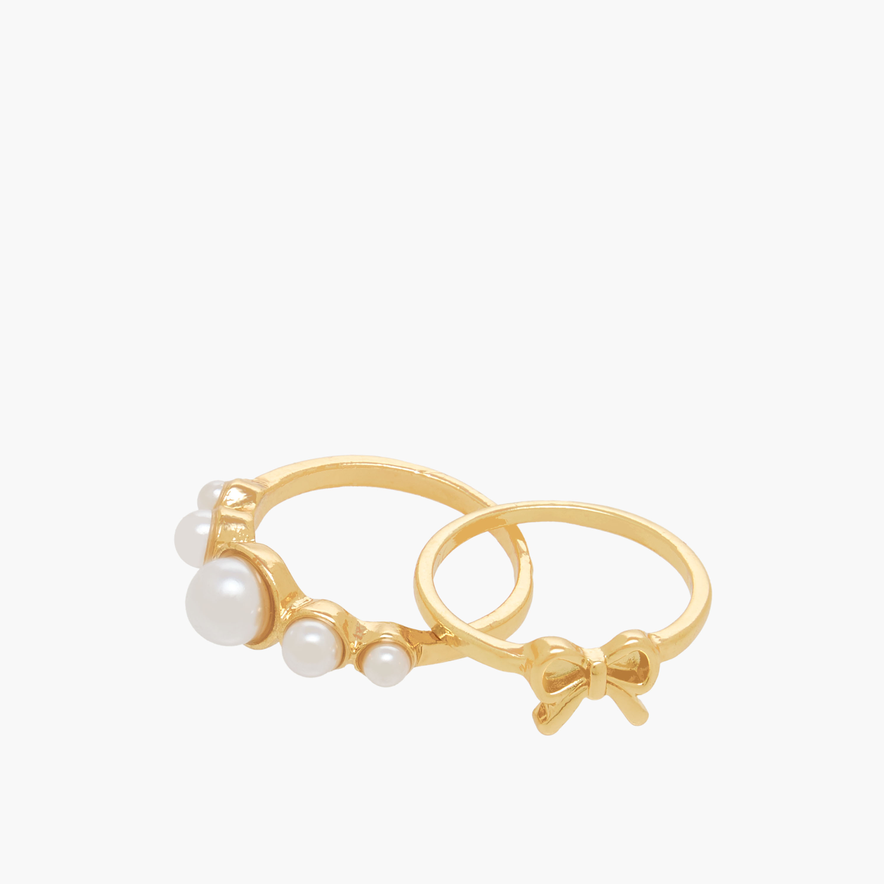 Gold Tone Ring with Pearl Detail - Set of 8-women-watchesandjewellery-jewellery-rings-image-3