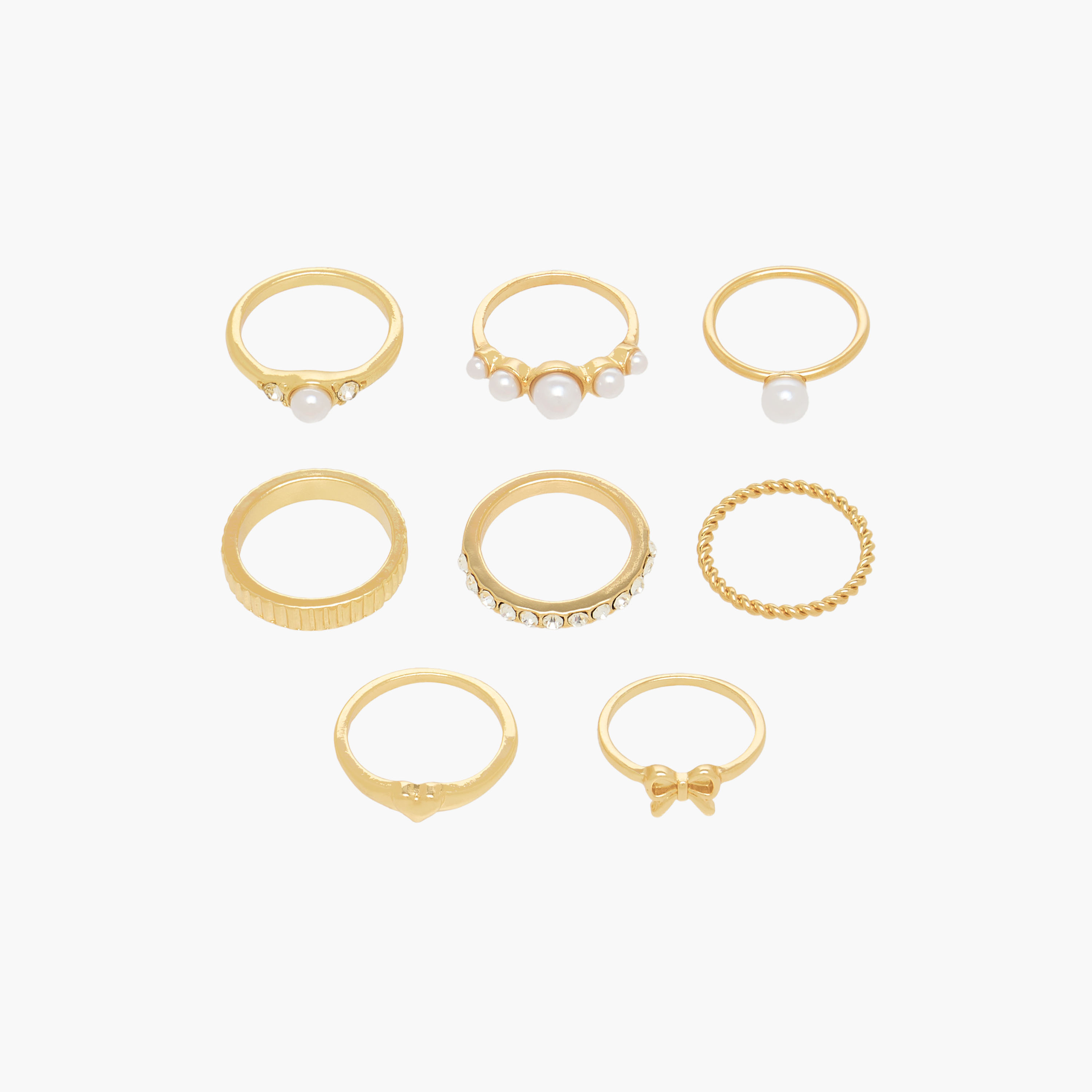 Assorted Gold Tone Ring - Set of 8-women-watchesandjewellery-jewellery-rings-image-1