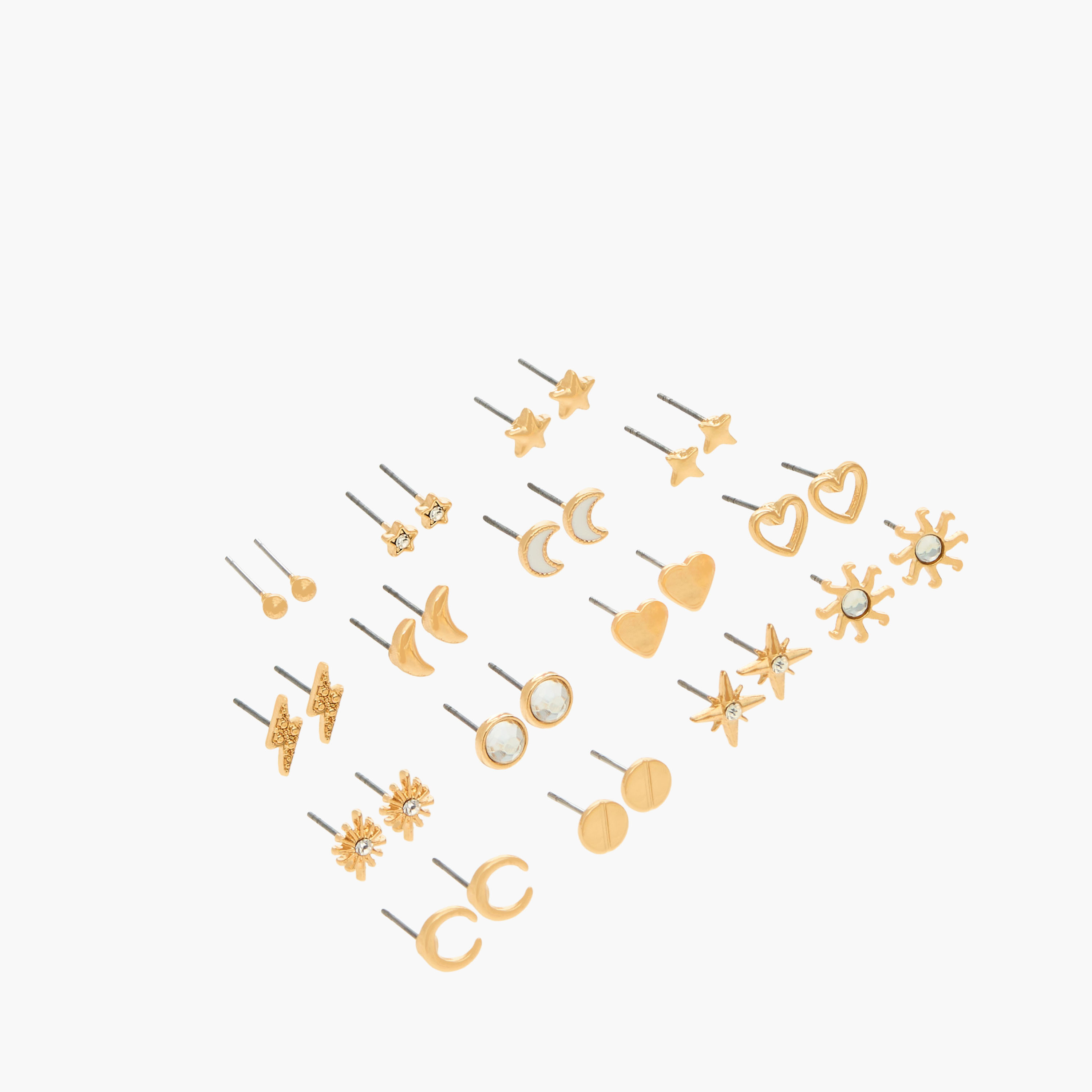 Pack of 15 Metal Stud Earrings with Pushback Closure-women-watchesandjewellery-jewellery-earrings-image-2