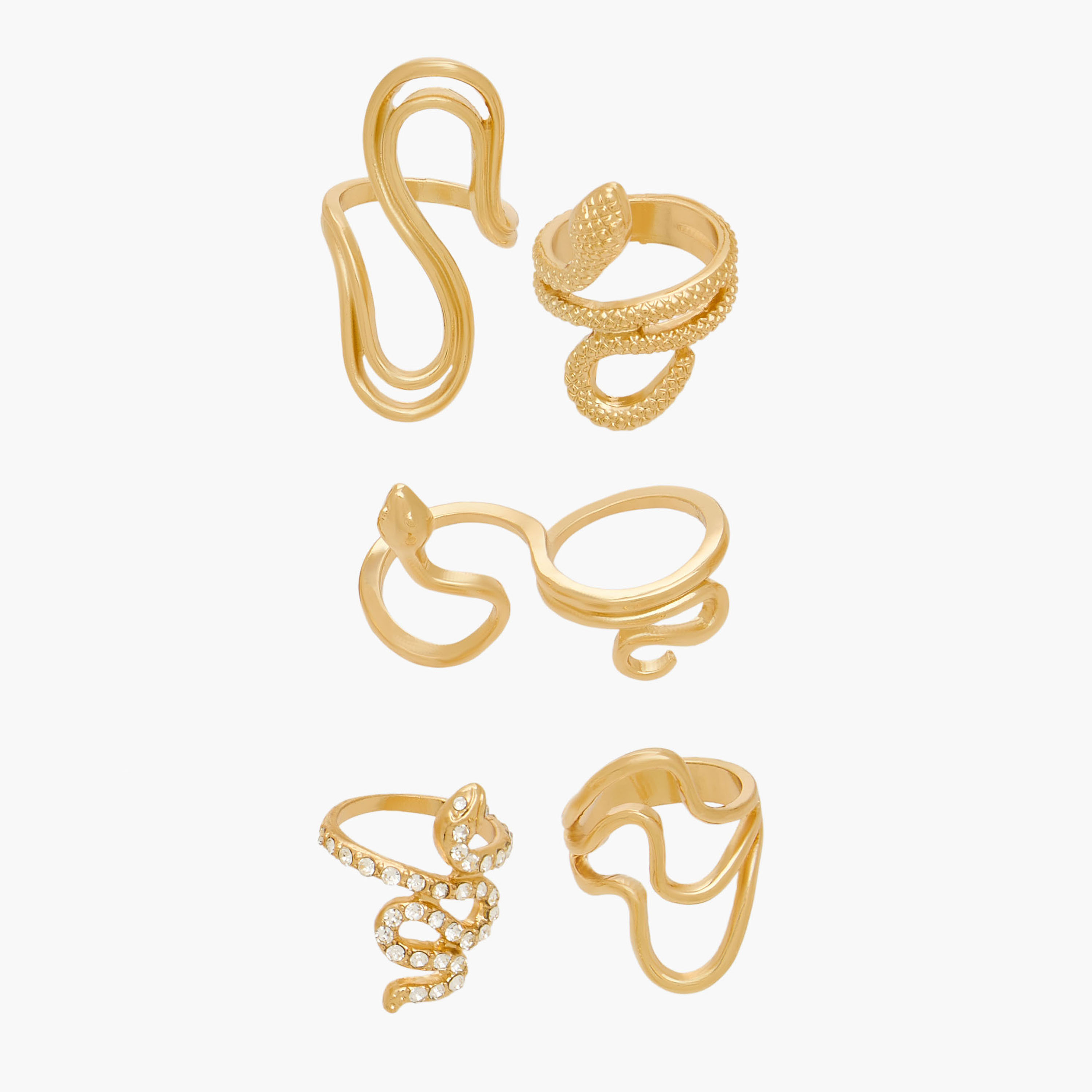 Assorted Gold Tone Ring - Set of 5-women-watchesandjewellery-jewellery-rings-image-1