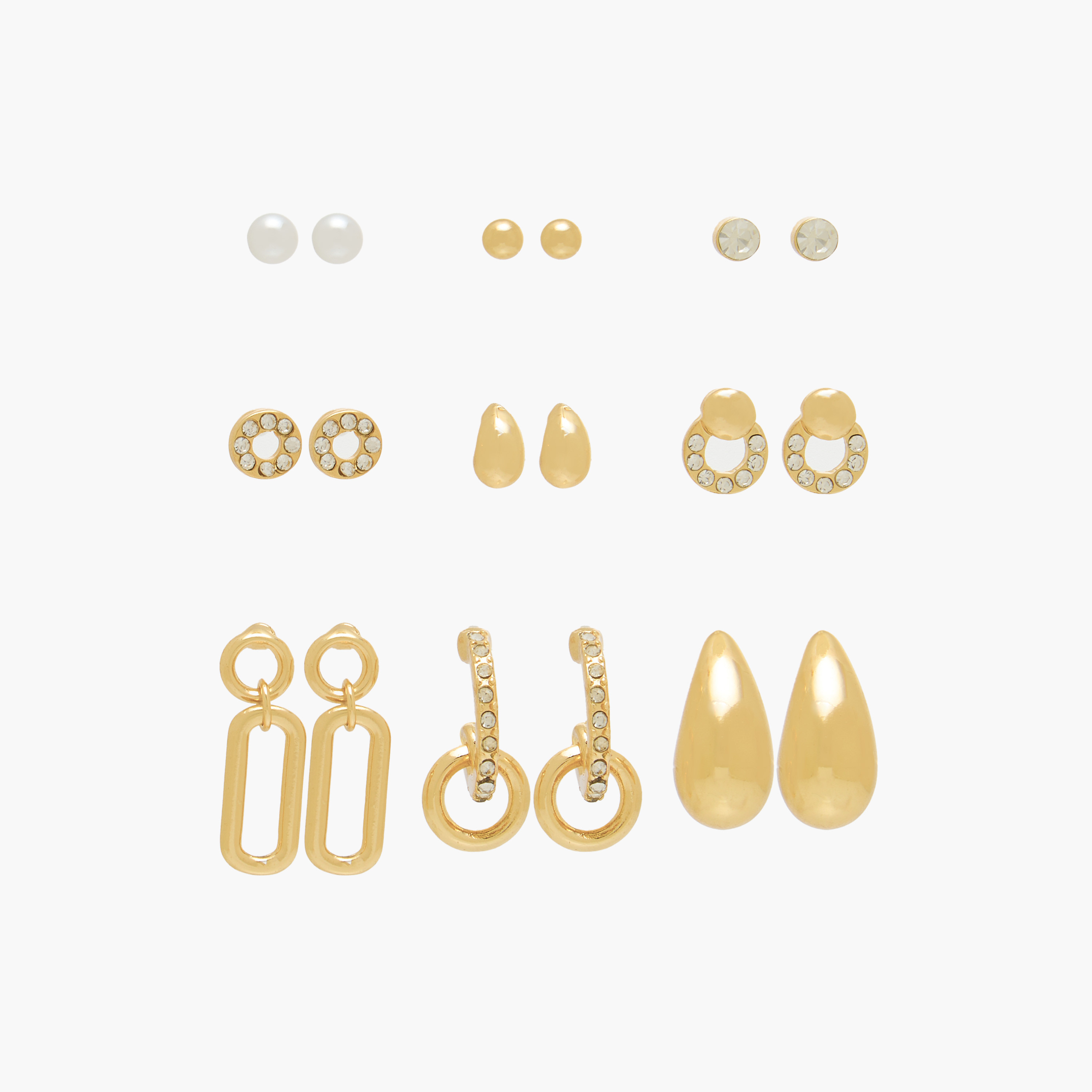 Pack of 9 Gold Tone Assorted Earrings with Pushback Closure-women-watchesandjewellery-jewellery-earrings-image-1